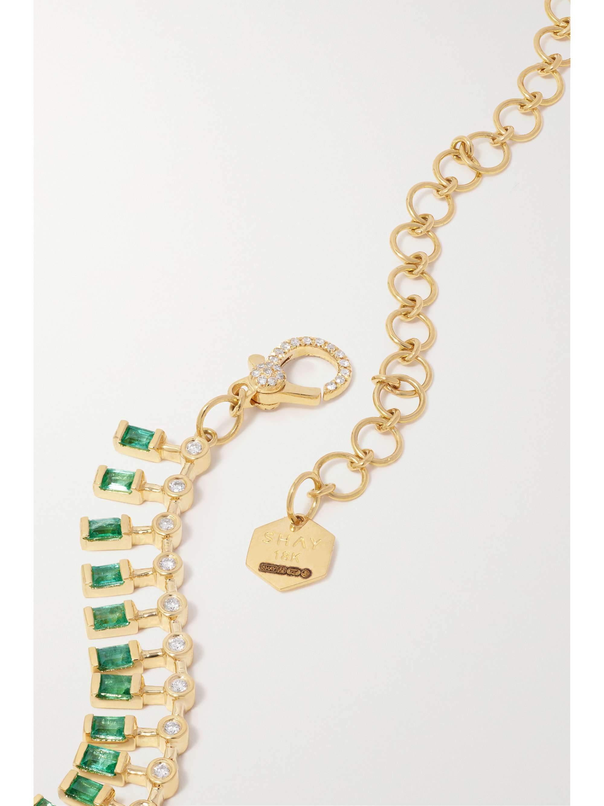 SHAY Dot-Dash 18-karat gold, emerald and diamond necklace