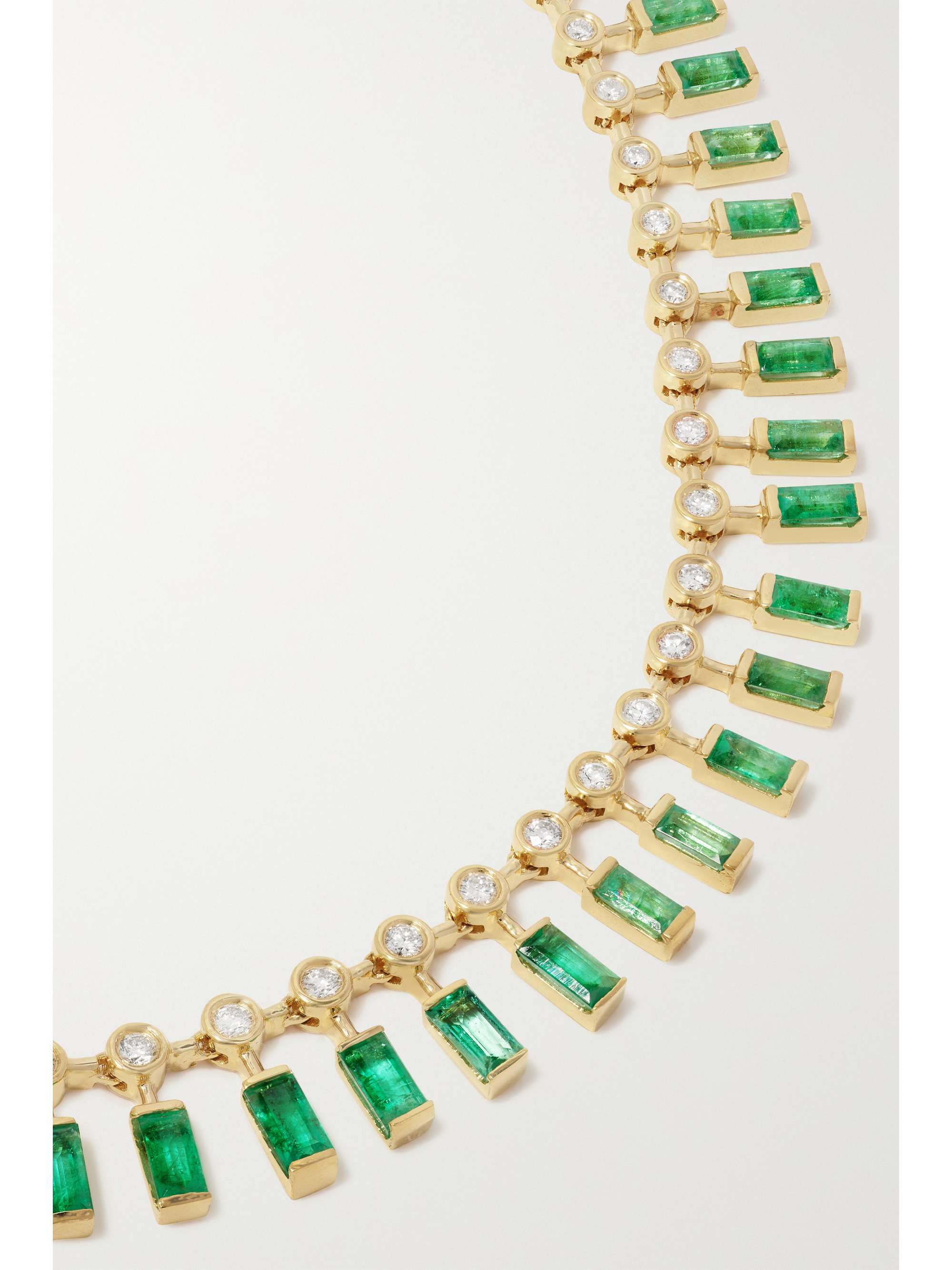 SHAY Dot-Dash 18-karat gold, emerald and diamond necklace