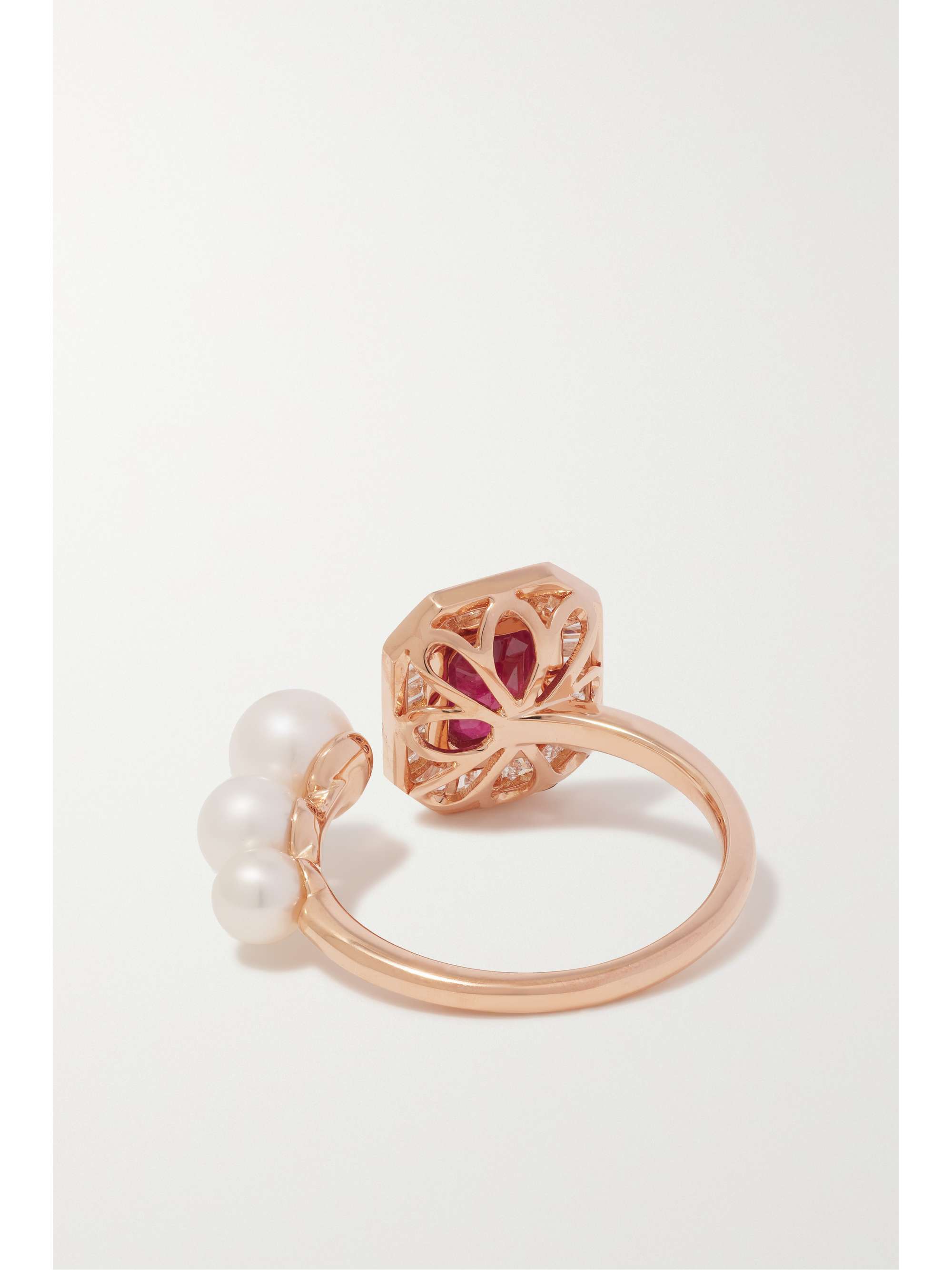 SHAY Ring aus 18 Karat Roségold mit Rubin, Diamanten und Perlen