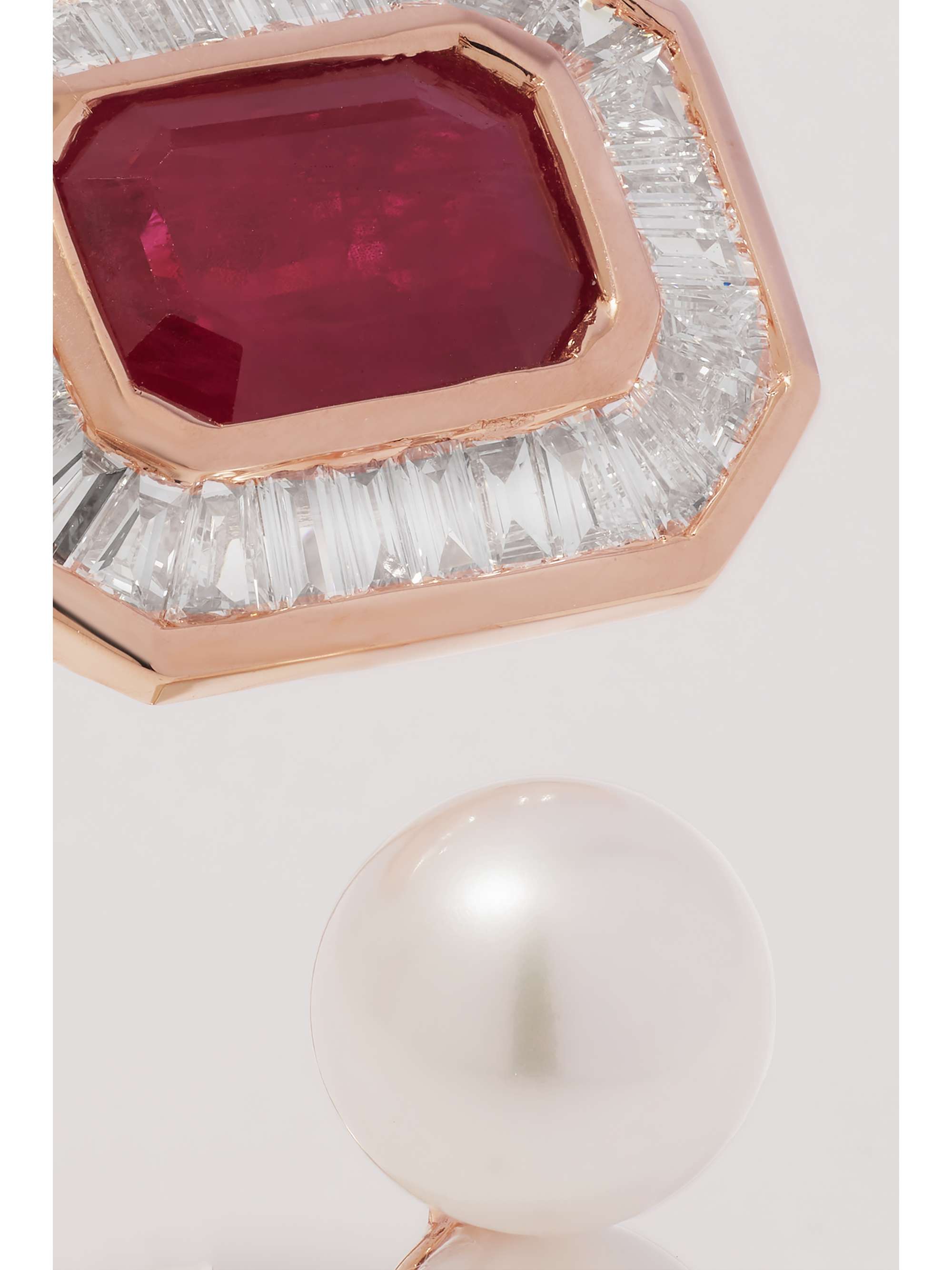 SHAY Ring aus 18 Karat Roségold mit Rubin, Diamanten und Perlen