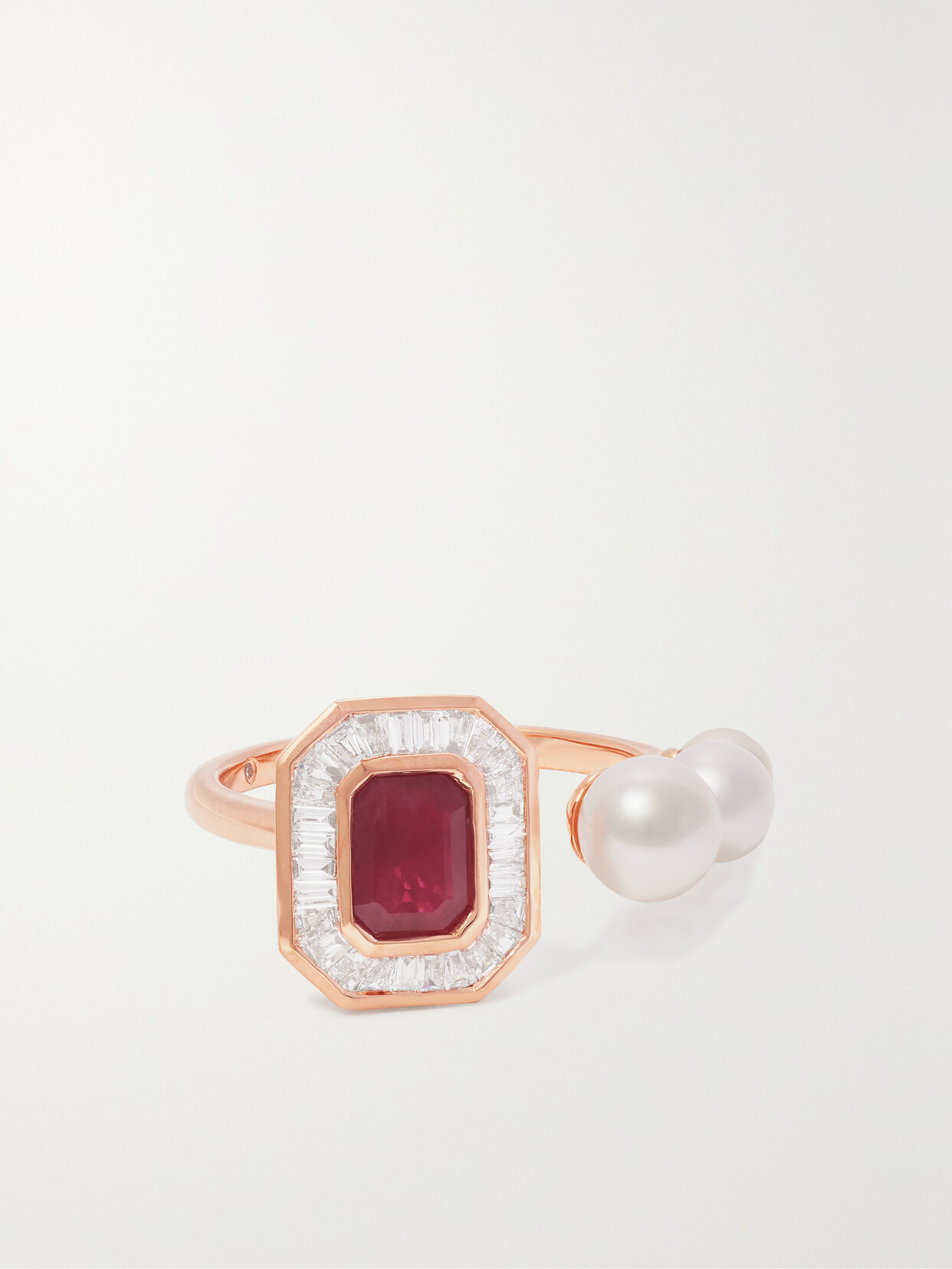 SHAY - 18-karat Rose Gold, Ruby, Diamond And Pearl Ring - 8