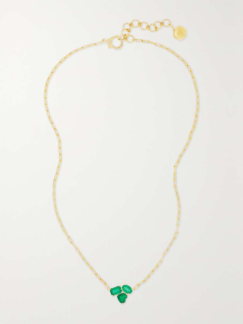 SHAY Triple Gem 18-karat , Emerald And Diamond Necklace - One size