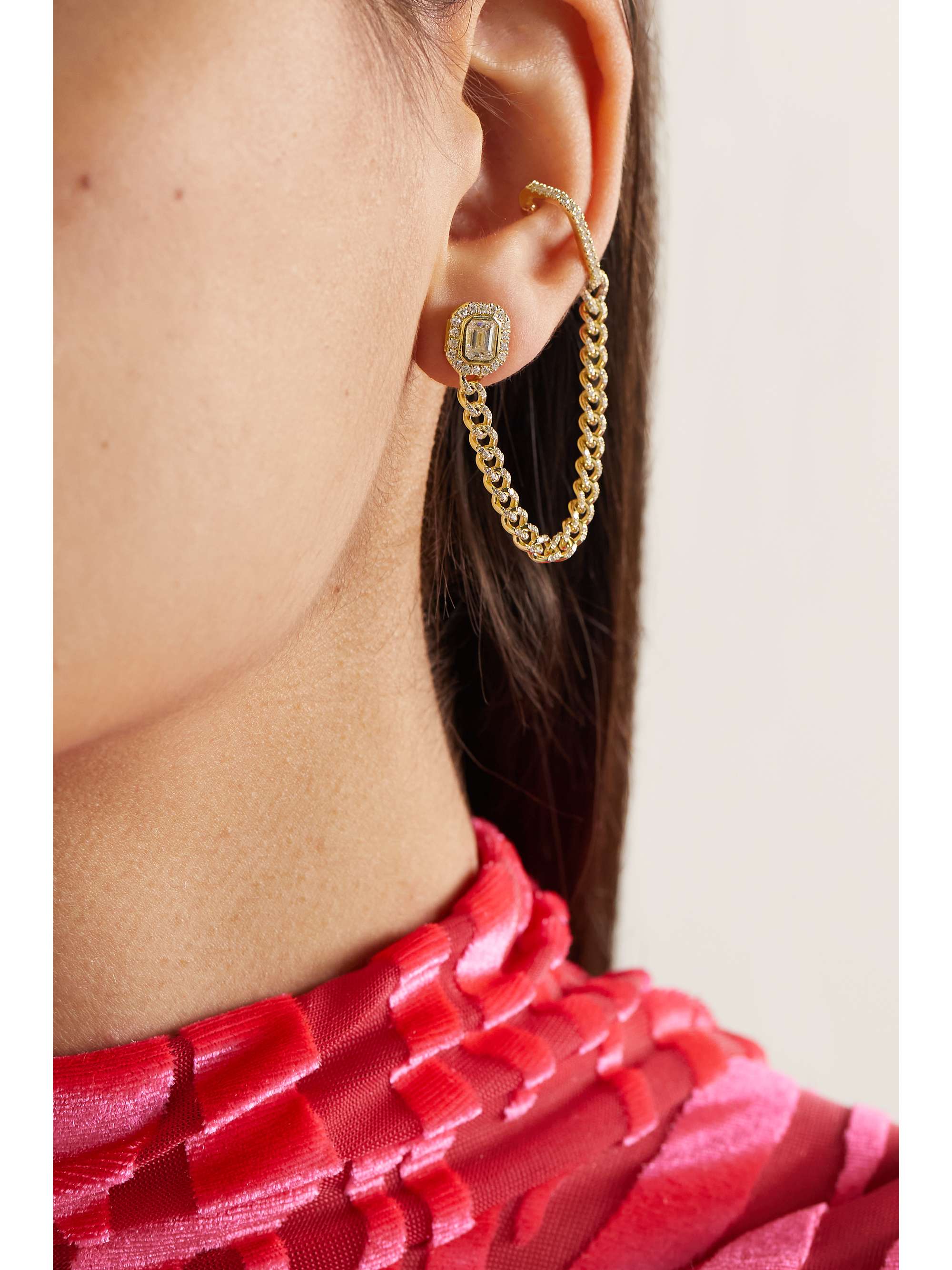 SHAY Halo 18-karat gold diamond single earring