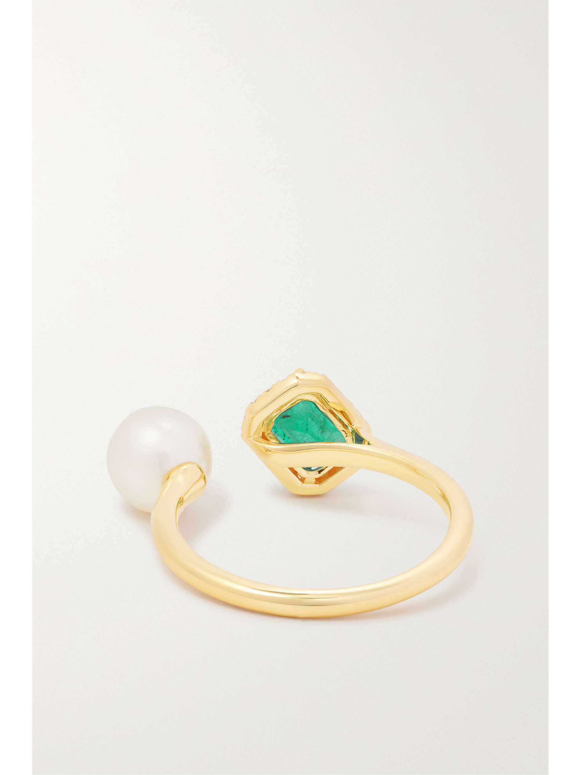 SHAY 18-karat gold, diamond, emerald and pearl ring