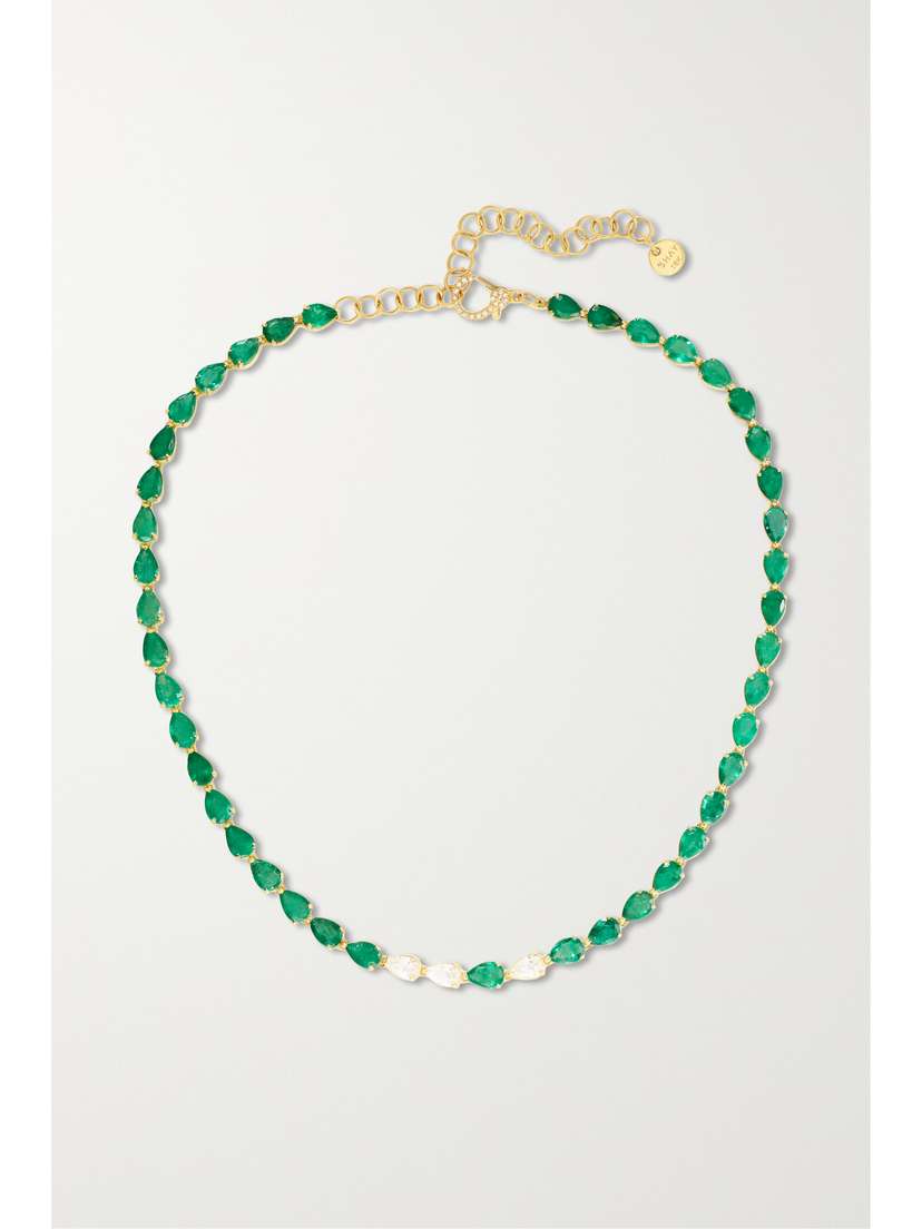 SHAY 18-karat Gold, Emerald And Diamond Necklace