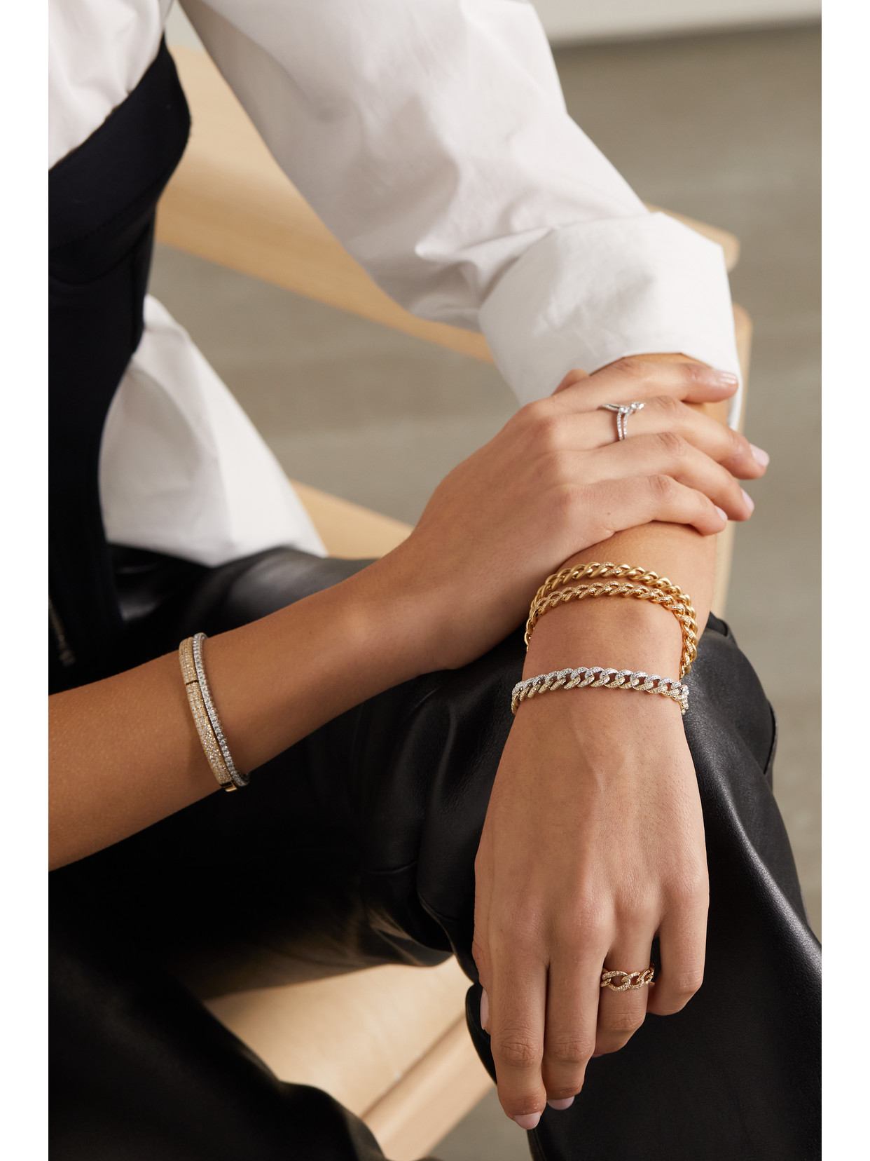 Shop Shay Essential 18-karat Yellow And White Gold Diamond Bracelet