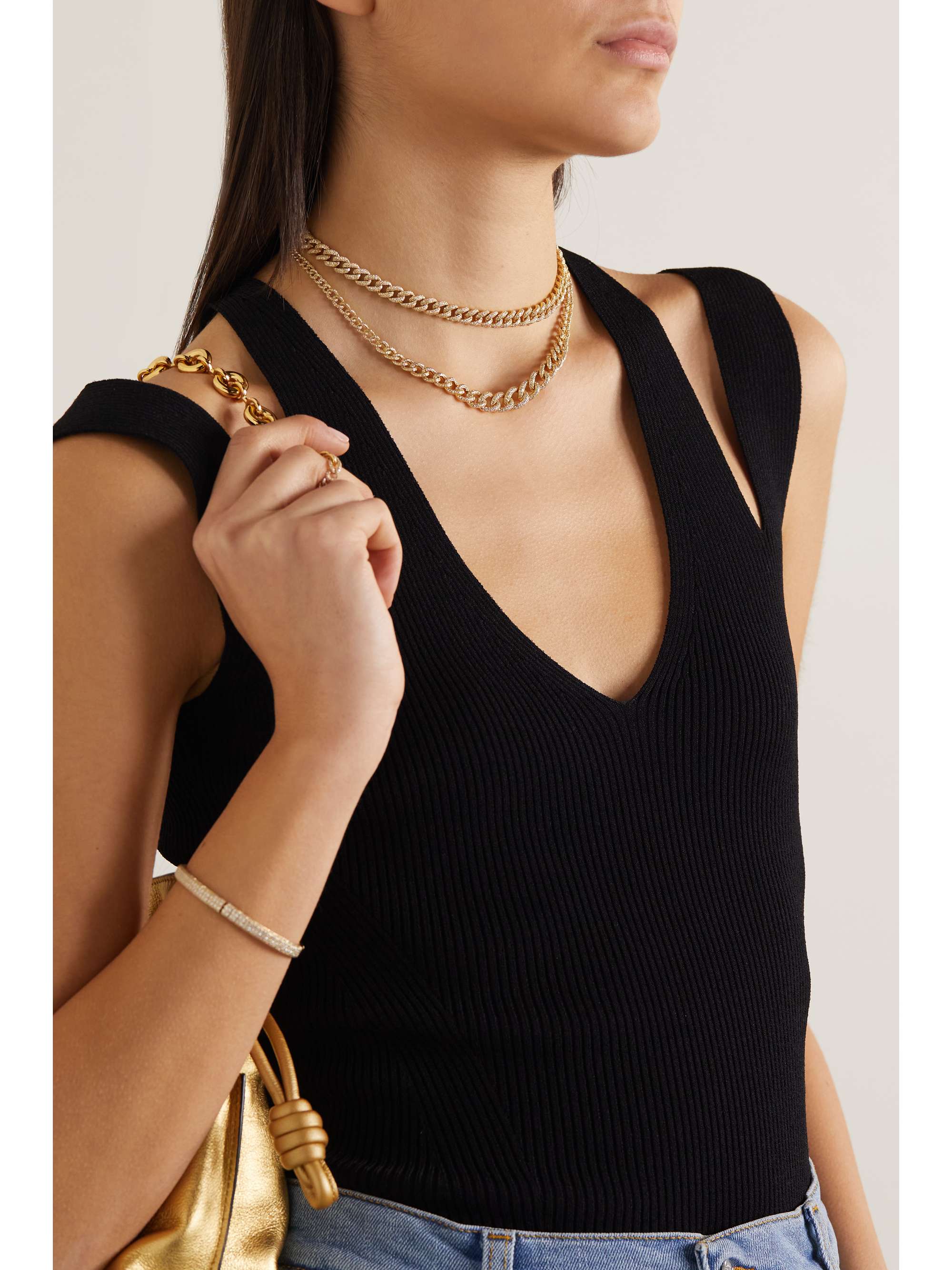SHAY Medium 18-karat gold diamond link necklace