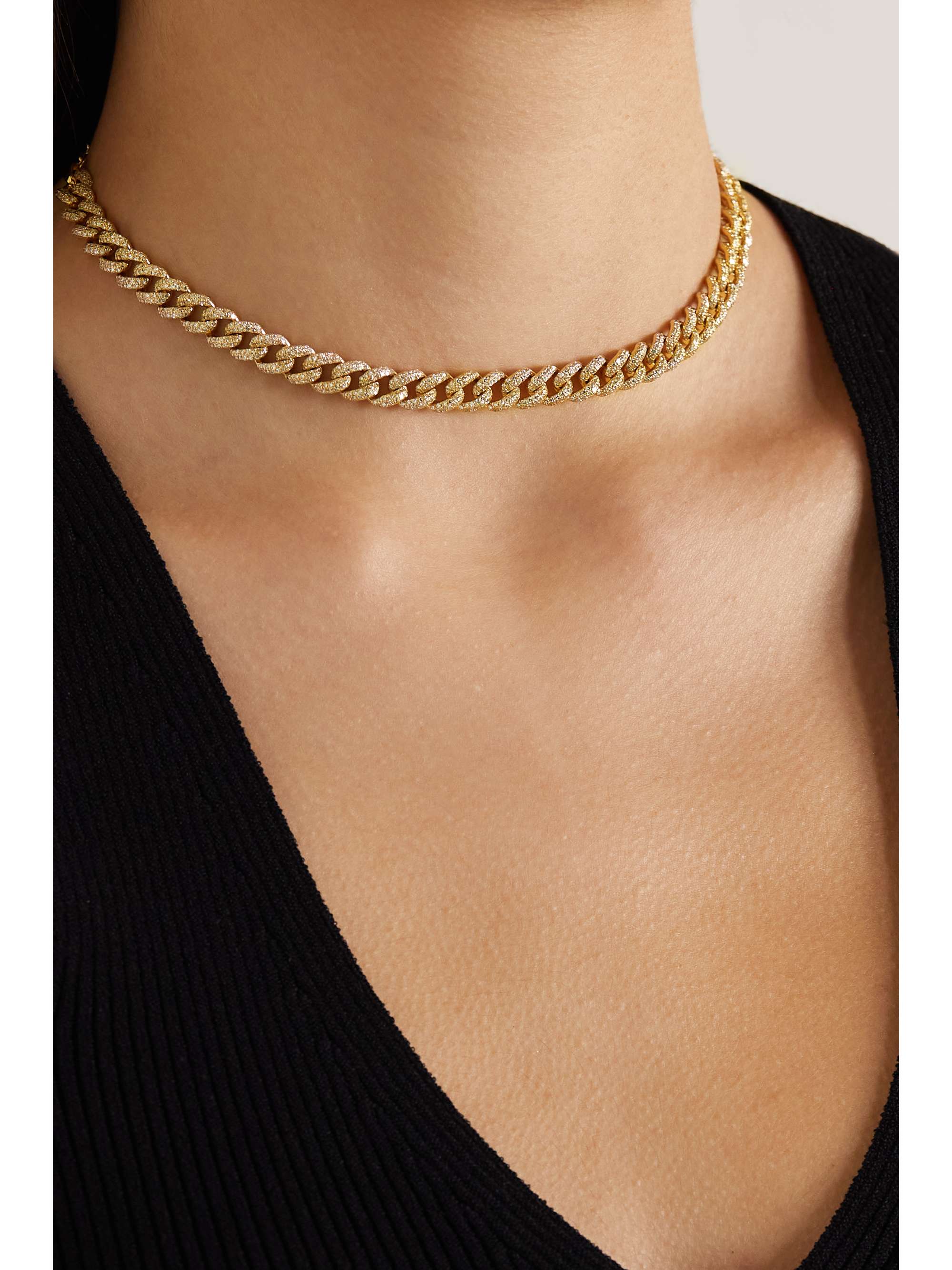 SHAY Medium 18-karat gold diamond link necklace