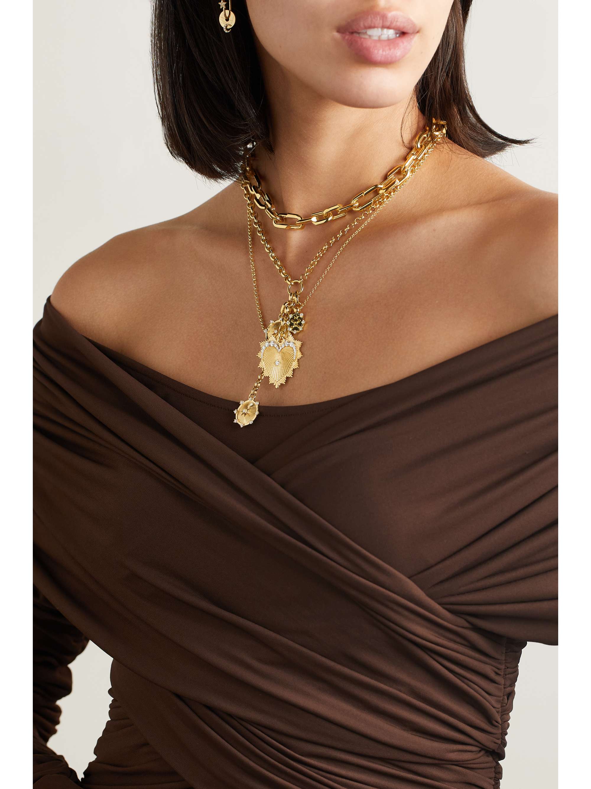 FOUNDRAE Love, Baby Spark and True Love 18-karat gold diamond necklace