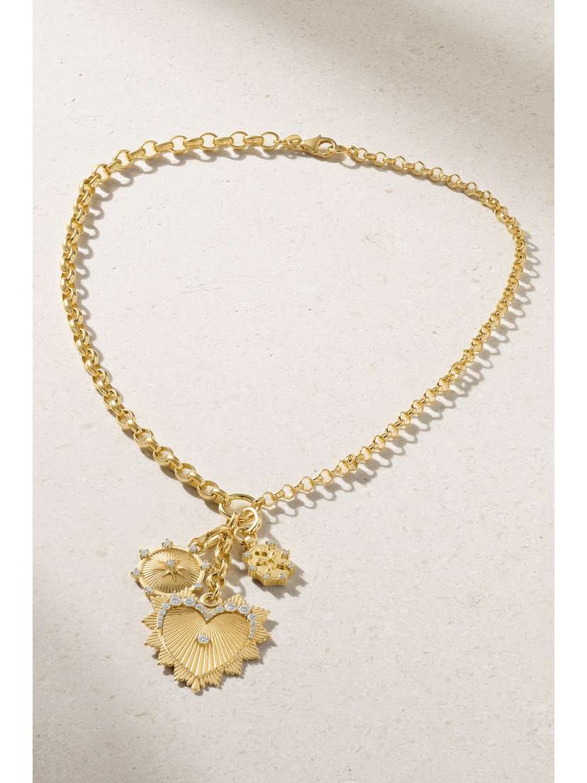 Foundrae Love, Baby Spark And True Love 18-karat Gold Diamond Necklace