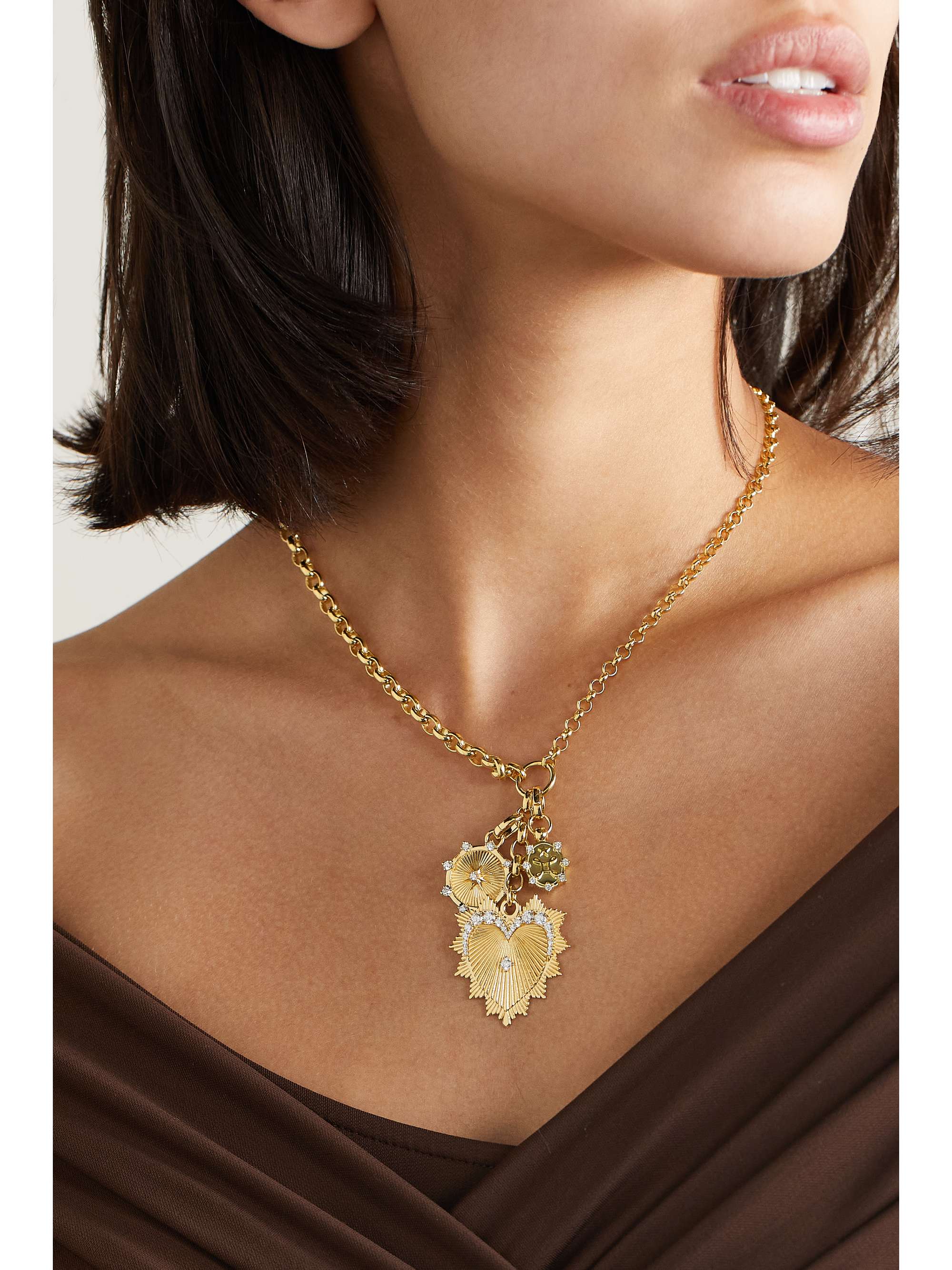 FOUNDRAE Love, Baby Spark and True Love 18-karat gold diamond necklace