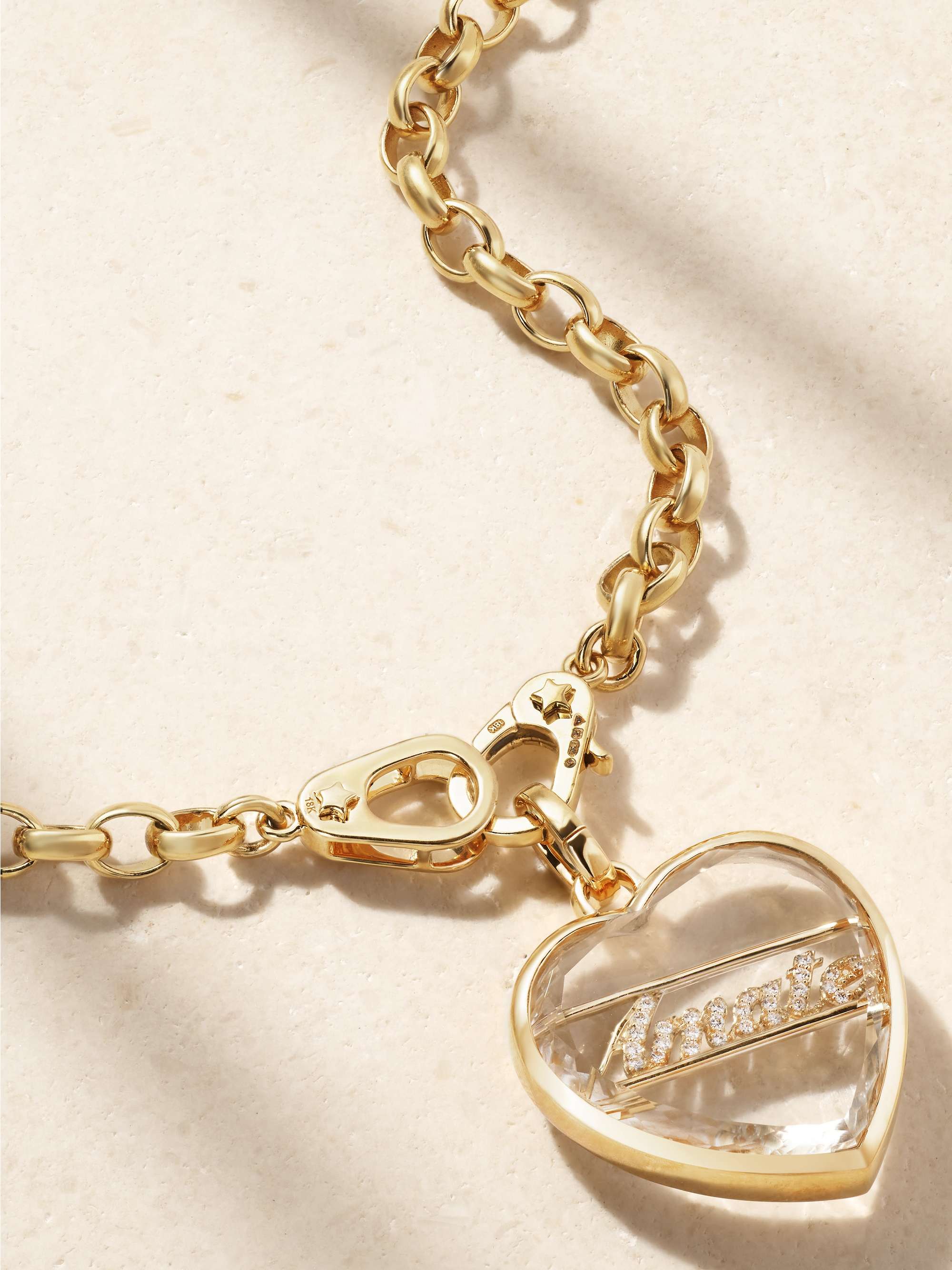 FOUNDRAE 18-karat gold, quartz and diamond necklace