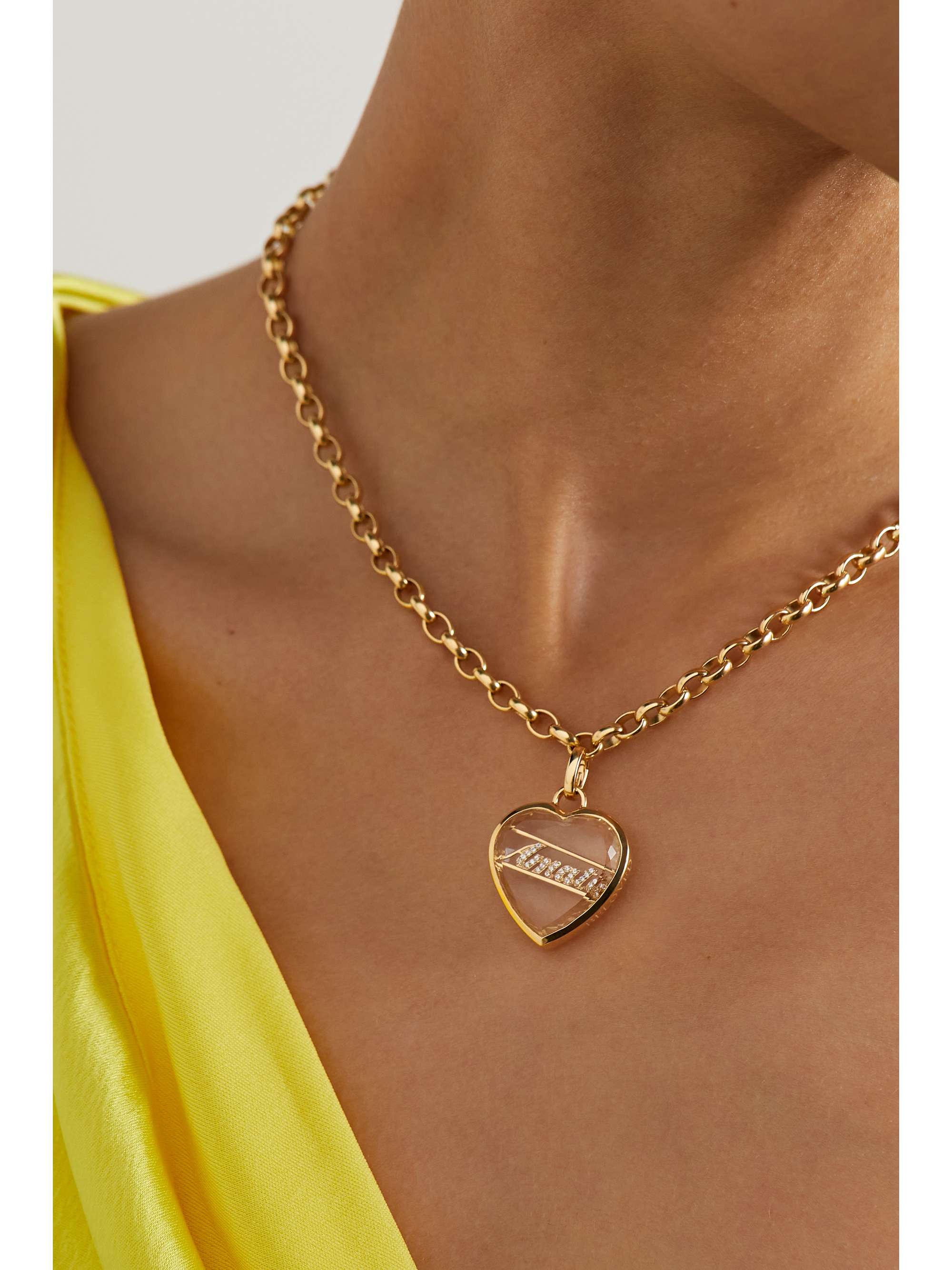 FOUNDRAE Amate 18-karat gold, quartz and diamond pendant