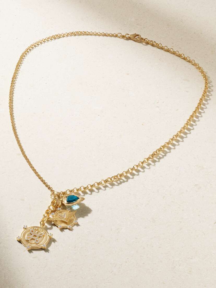 Foundrae True Love Medium 18-karat Gold, Topaz And Diamond Necklace