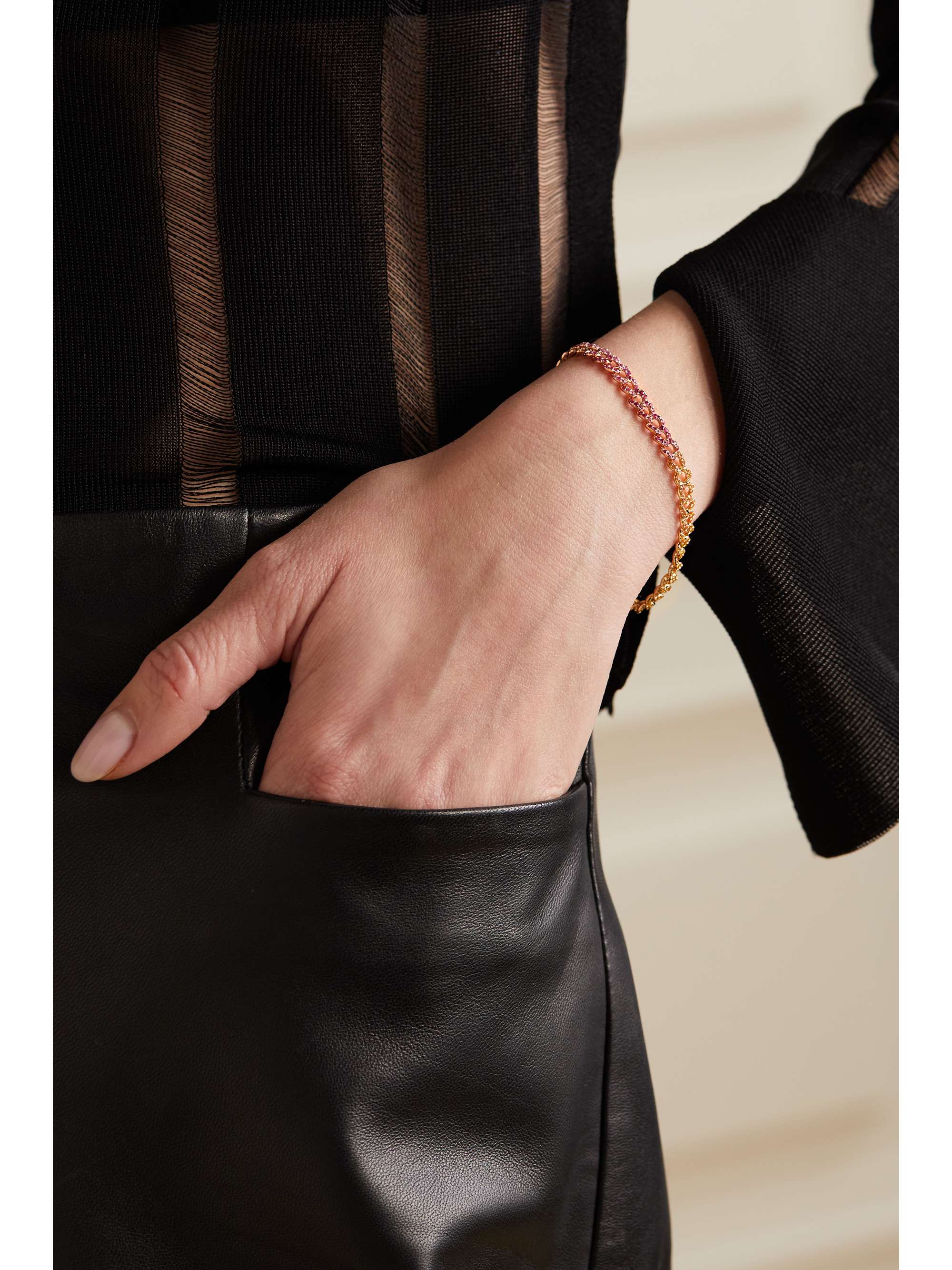 SHAY 18-karat white, yellow and rose gold multi-stone bracelet