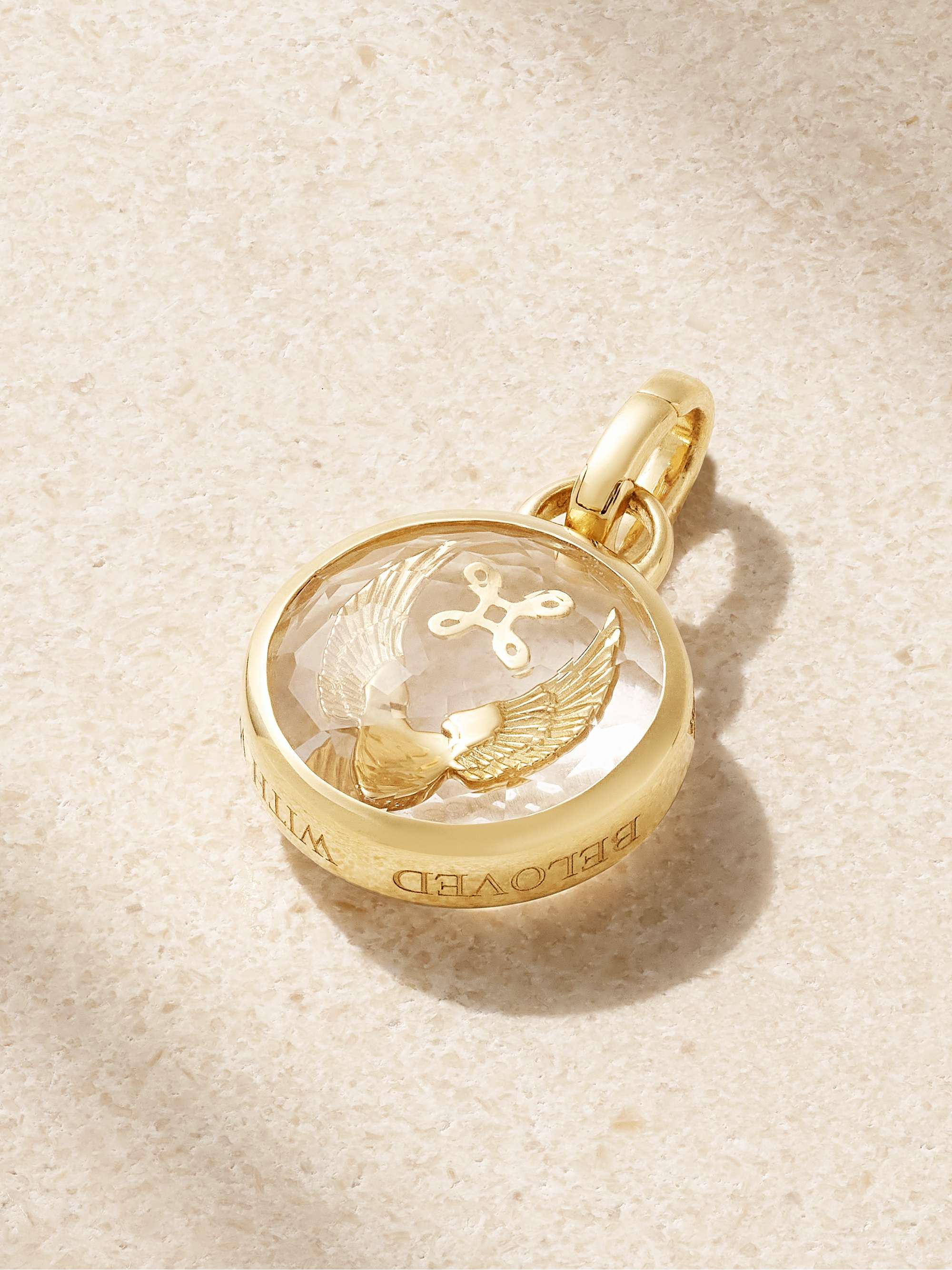 FOUNDRAE Beloved, With Wings We Fly 18-karat gold, quartz and diamond pendant
