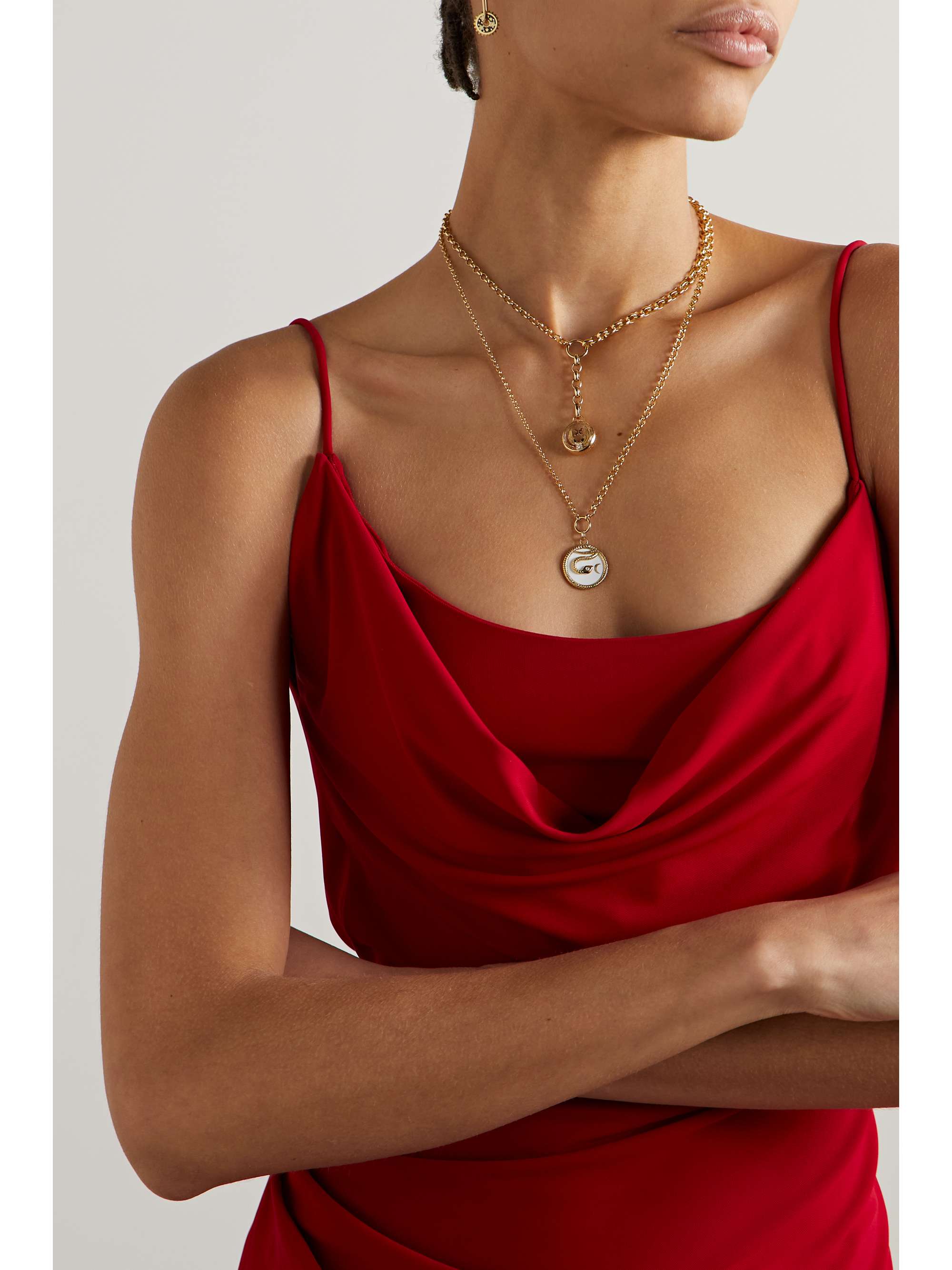 FOUNDRAE Beloved, With Wings We Fly 18-karat gold, quartz and diamond pendant
