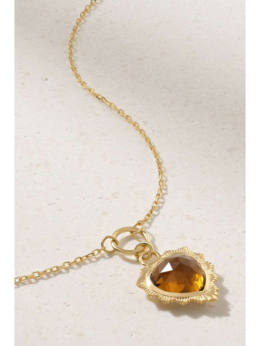 Foundrae Gemstone Heart 18-karat Gold Citrine Necklace