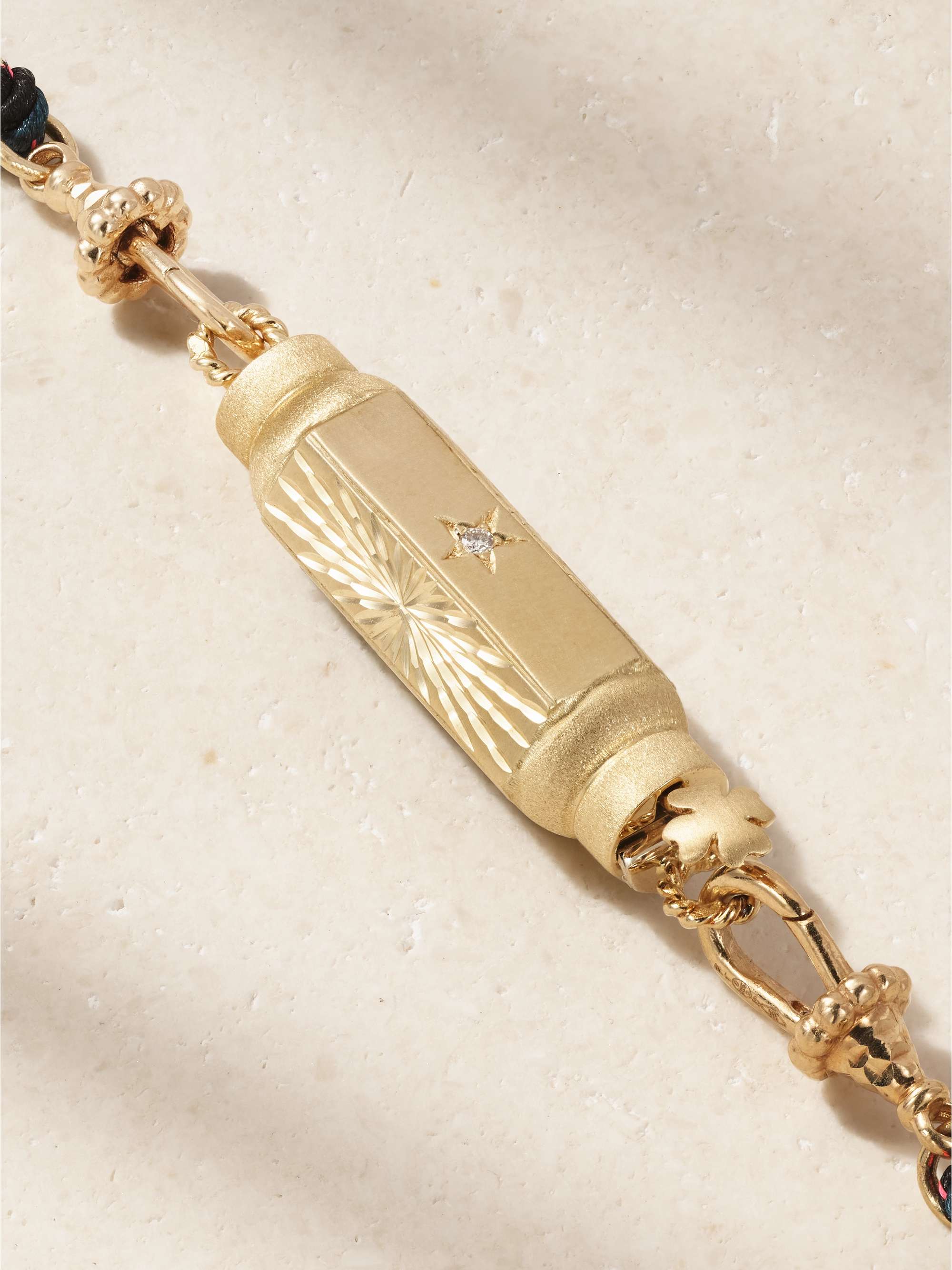 MARIE LICHTENBERG Baby Coco 14-karat gold, cord, diamond and pearl necklace