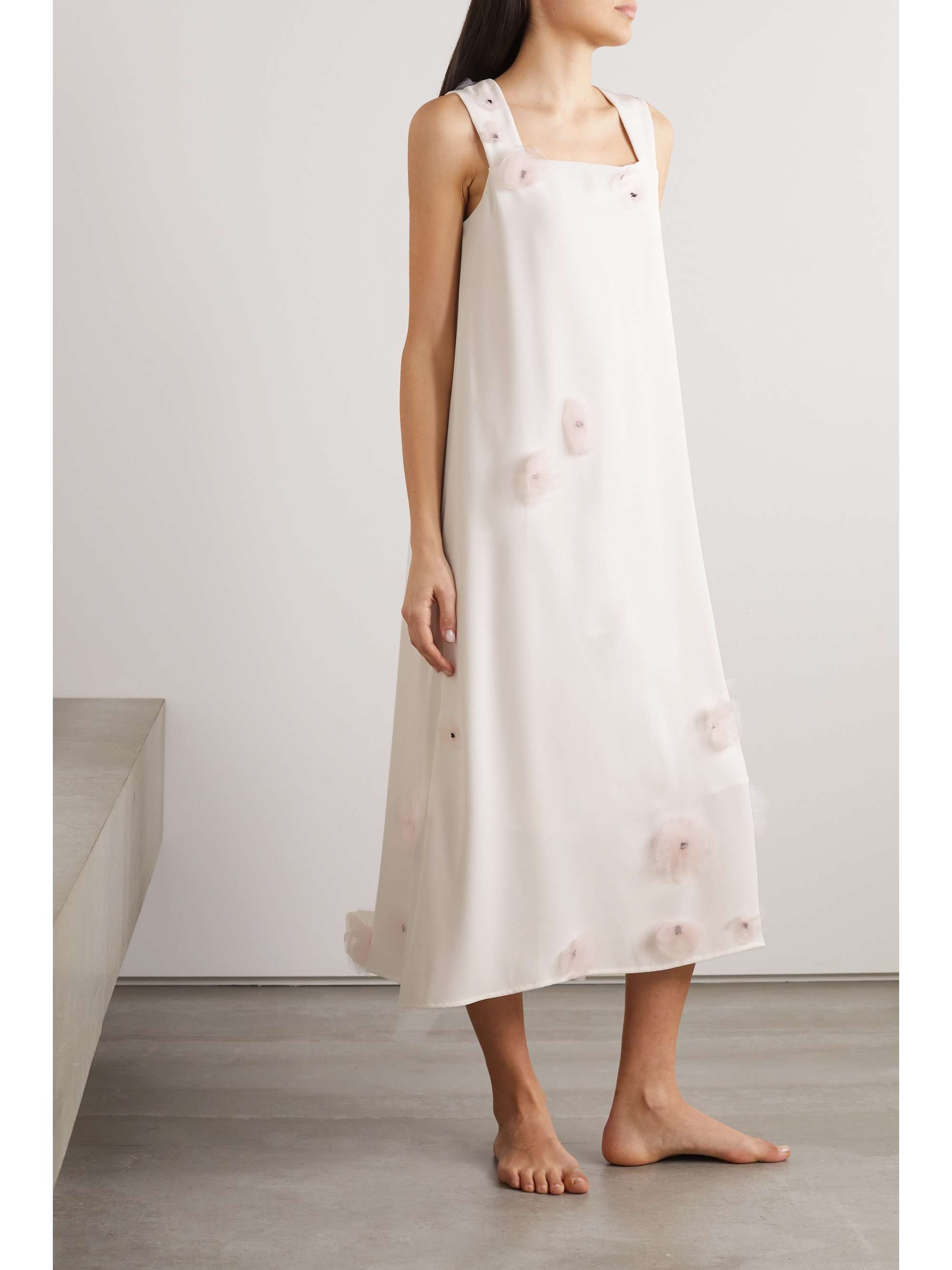 SLEEPER Flower Power appliquéd satin nightdress