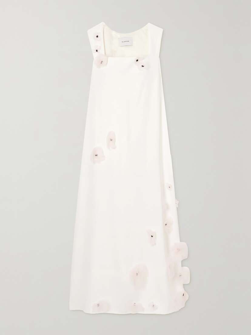 Sleeper Flower Power Appliquéd Satin Nightdress - x large