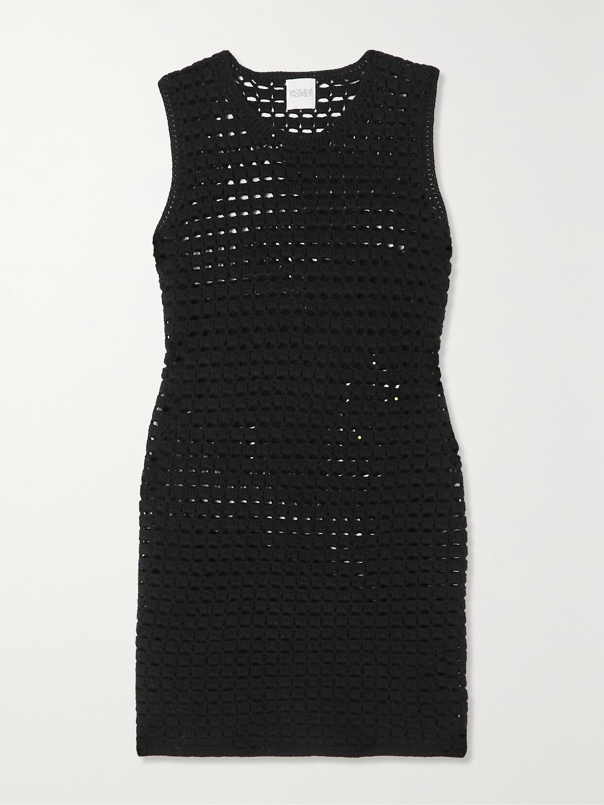 Madeleine Thompson Alexia Crochet-knit Wool And Cashmere-blend Mini Dress - Black