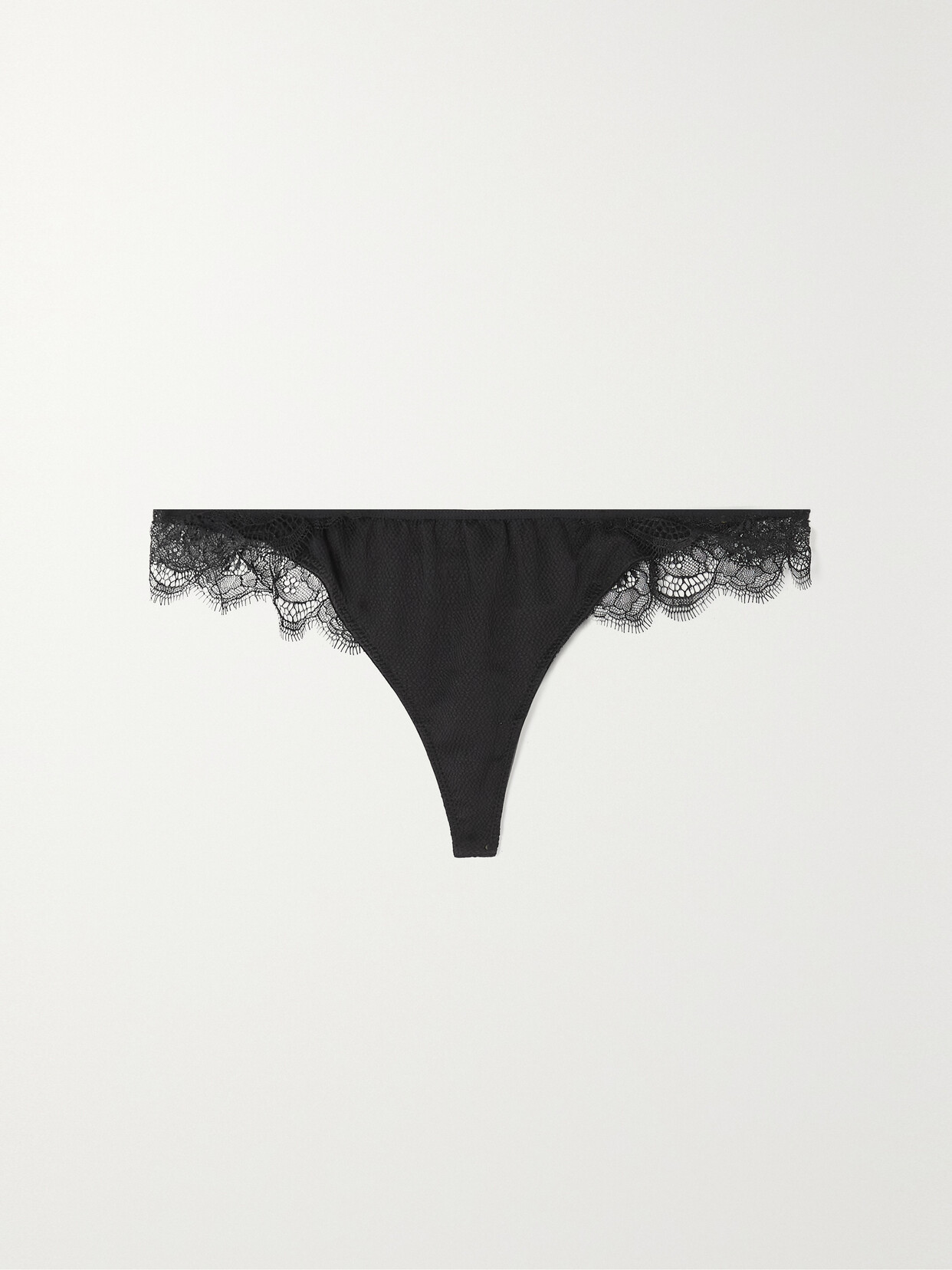 LOVE STORIES Francesca Satin And Lace Thong - Black