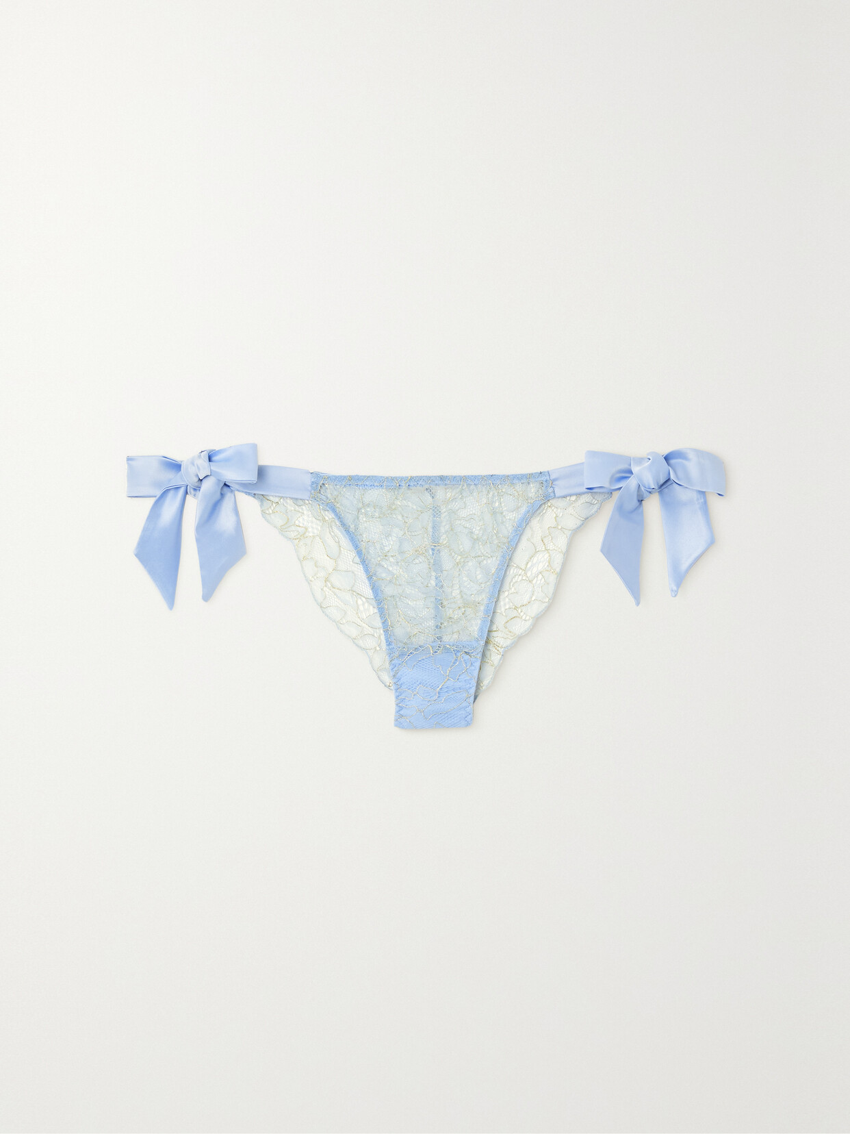 Coco de Mer - Ella Satin-trimmed Lace Briefs - Blue