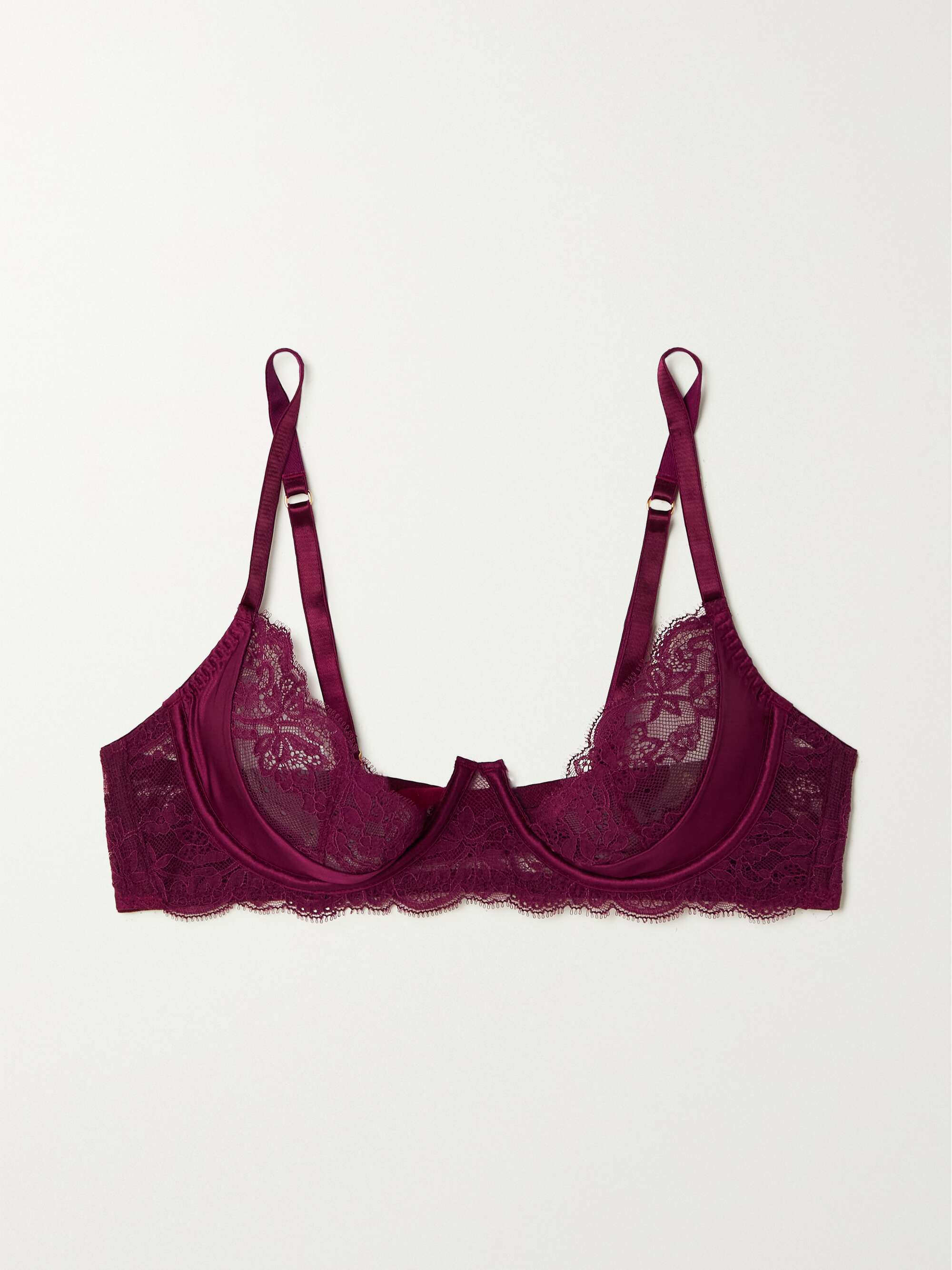 COCO DE MER Seraphine silk-blend satin and lace underwired plunge bra