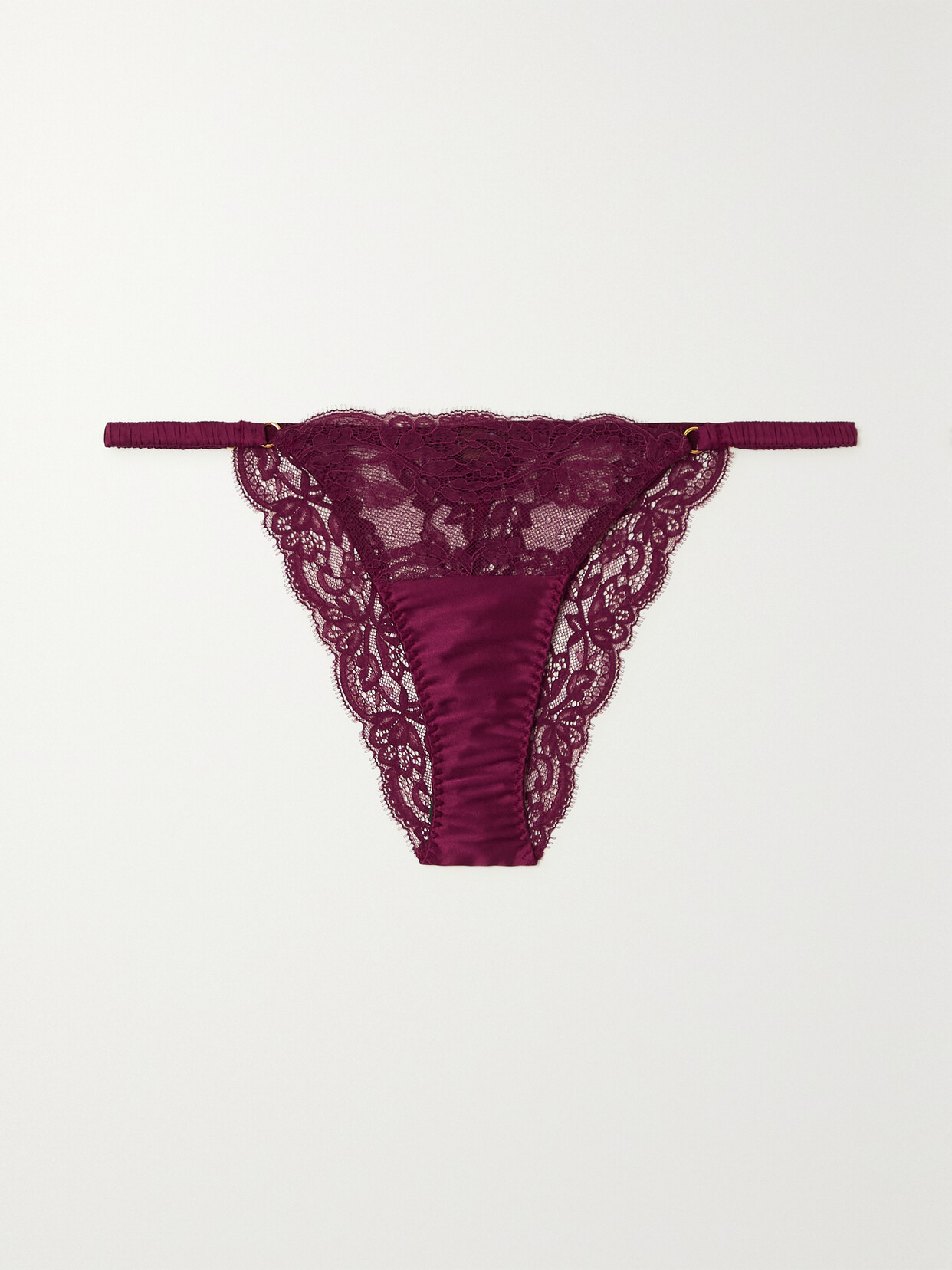 Coco De Mer Seraphine Satin-trimmed Lace Briefs In Purple