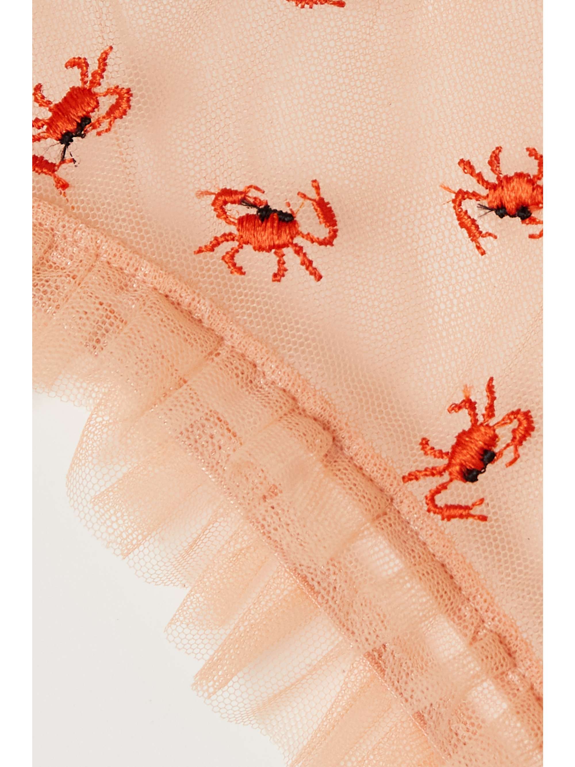 LE PETIT TROU Crabe ruffled embroidered recycled-tulle briefs