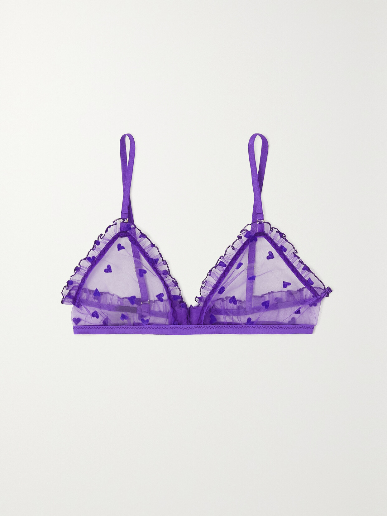 Le Petit Trou - Amour Flocked Tulle Soft-cup Bra - Purple