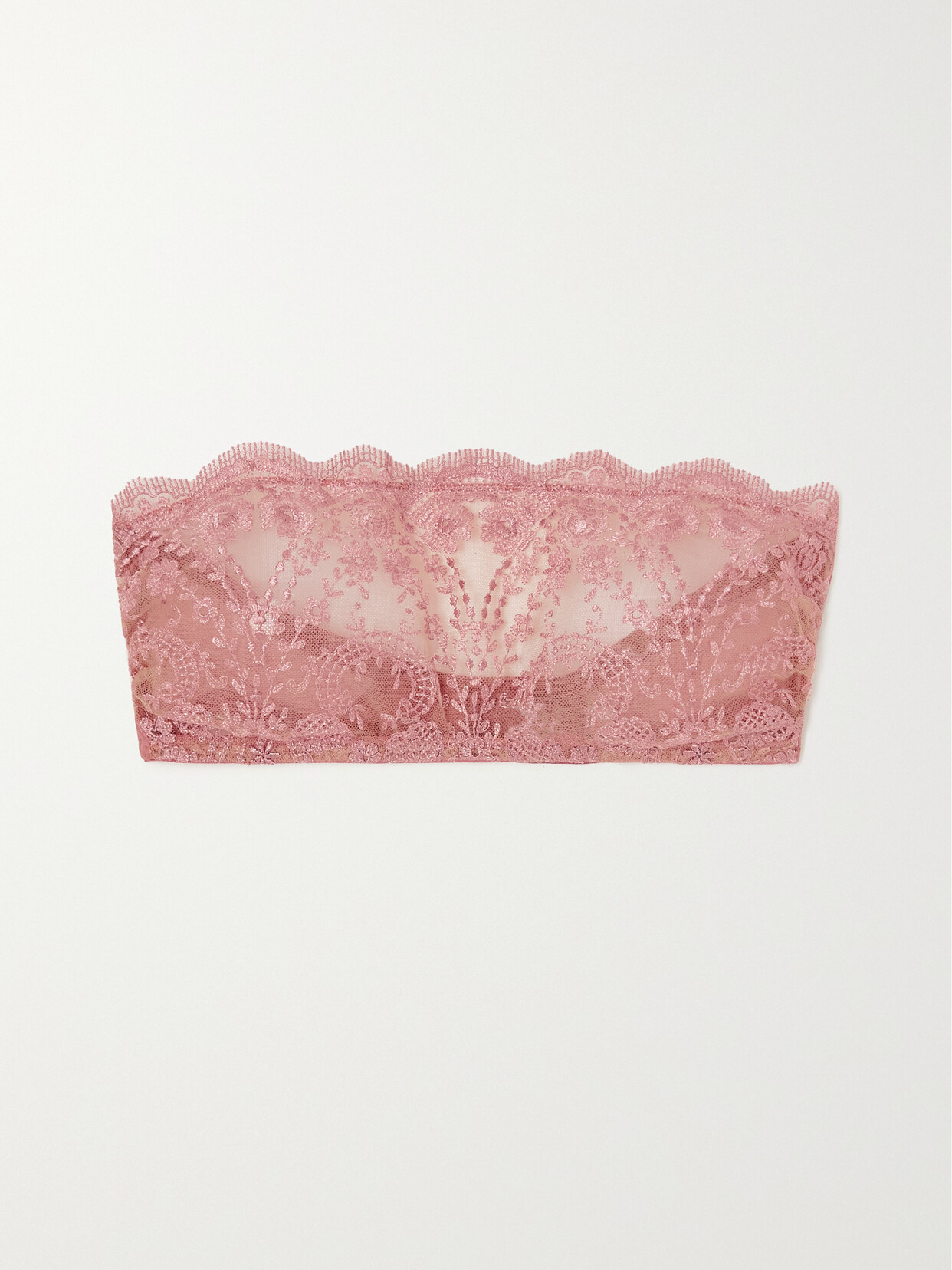 I.D. Sarrieri - Embroidered Tulle Bandeau Bra - Pink