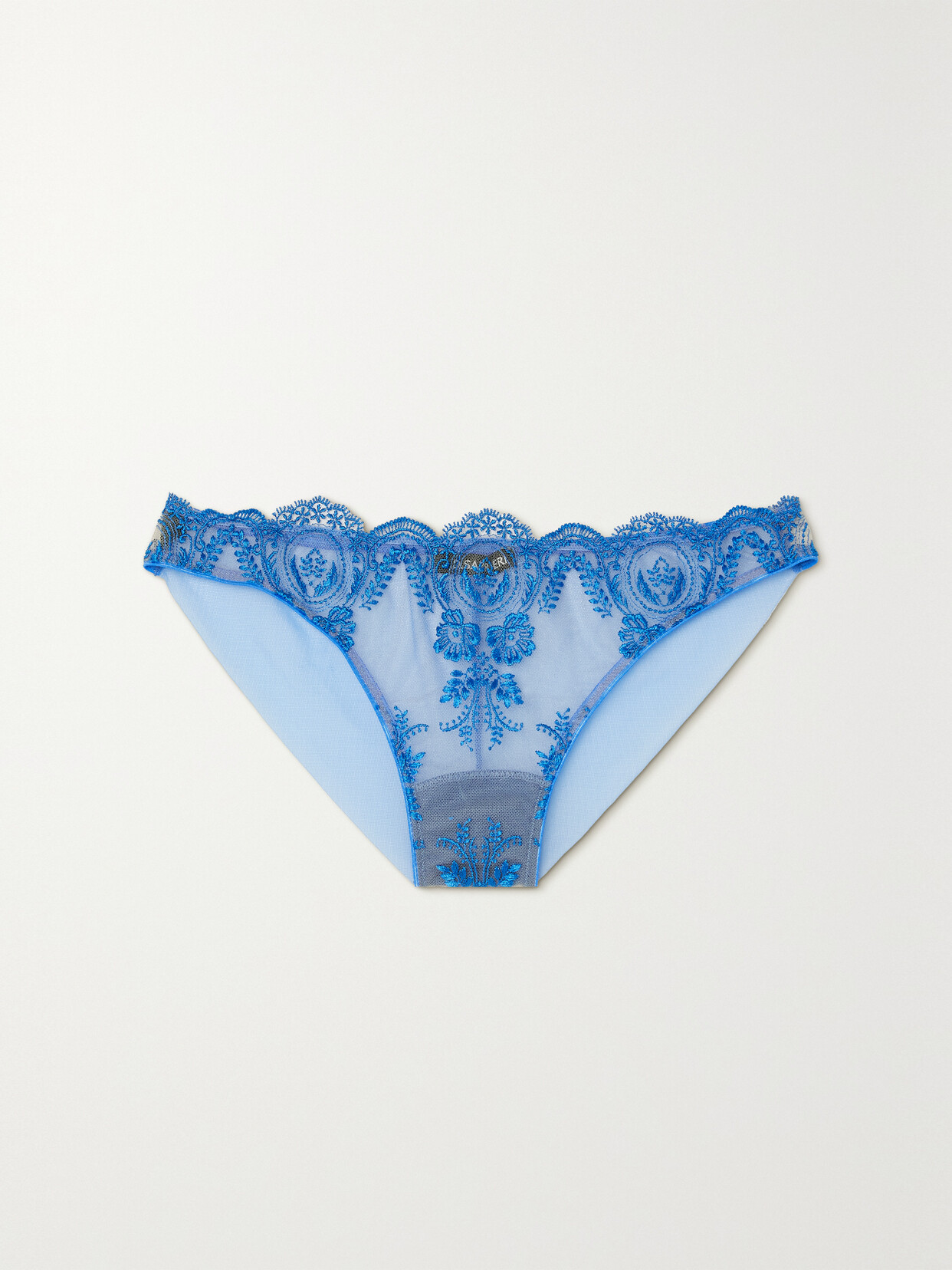 I.D. Sarrieri - Pixie Dreams Scalloped Embroidered Tulle Briefs - Blue