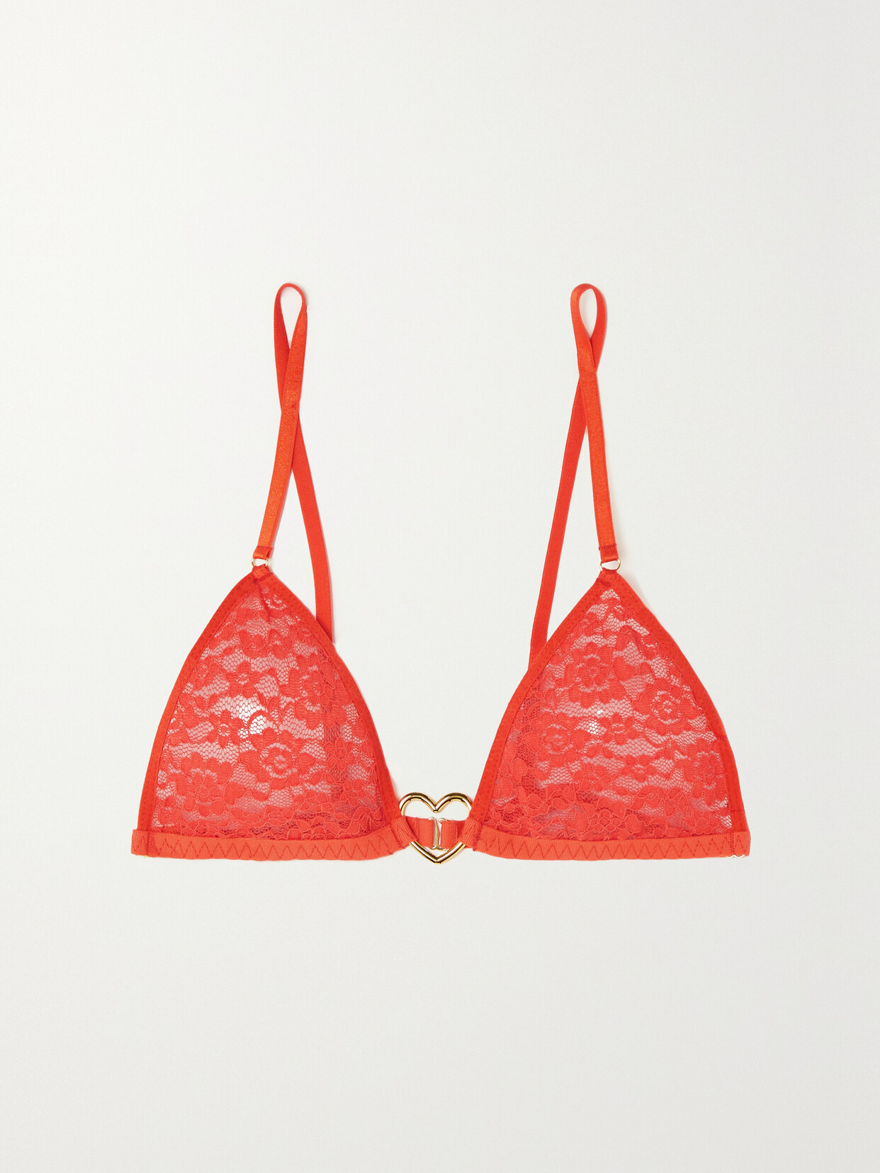 Le Petit Trou - Ardeur Embellished Lace Triangle Bra - Orange