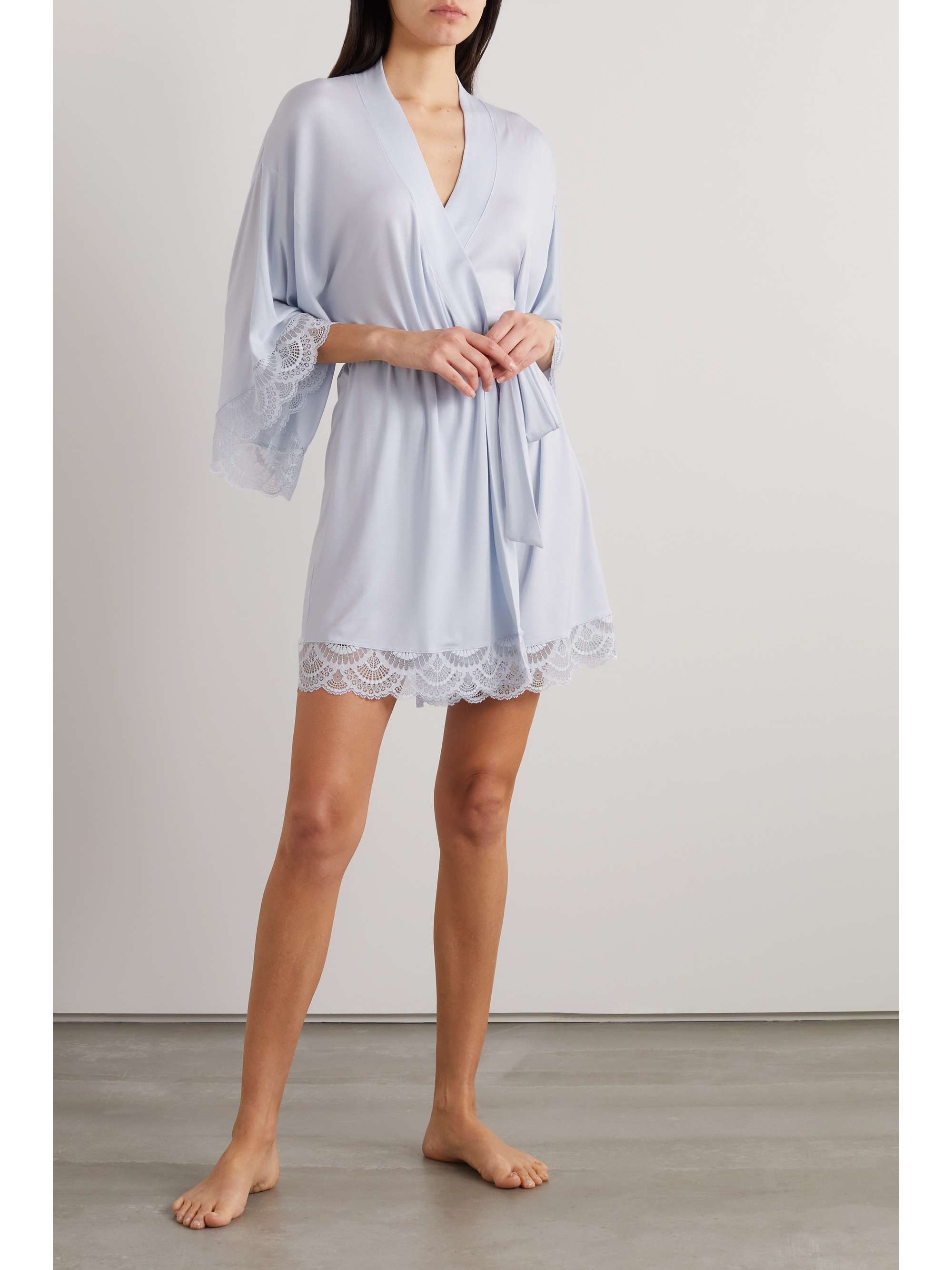 EBERJEY The Mademoiselle lace-trimmed stretch-TENCEL modal robe
