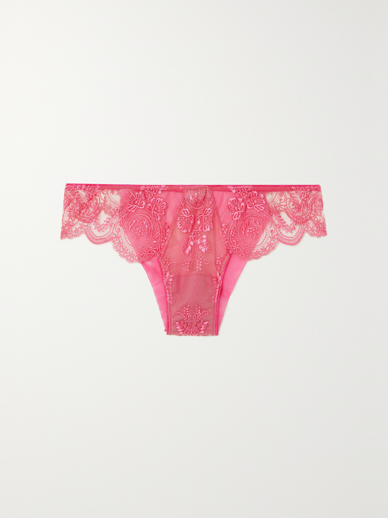 I.D. Sarrieri - Pixie Dreams Scalloped Embroidered Tulle Thong - Pink