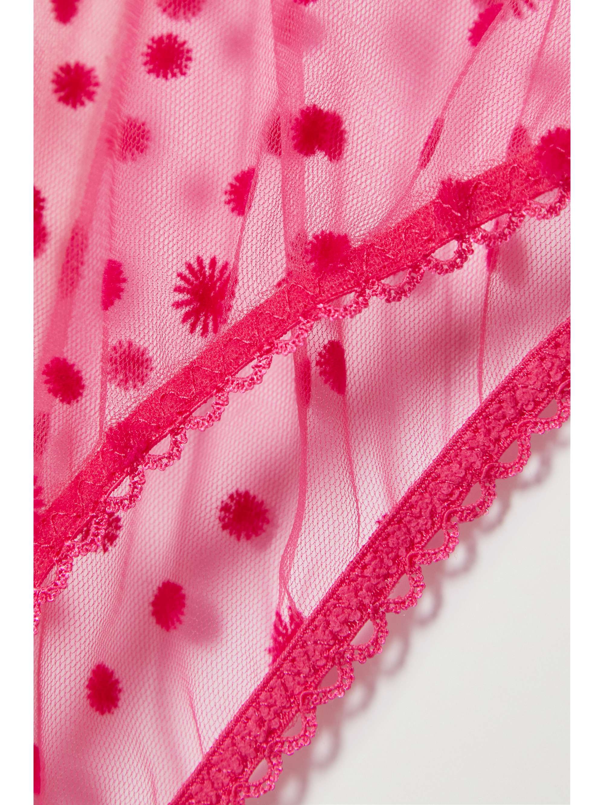 LE PETIT TROU Framboise silk-trimmed flocked tulle briefs