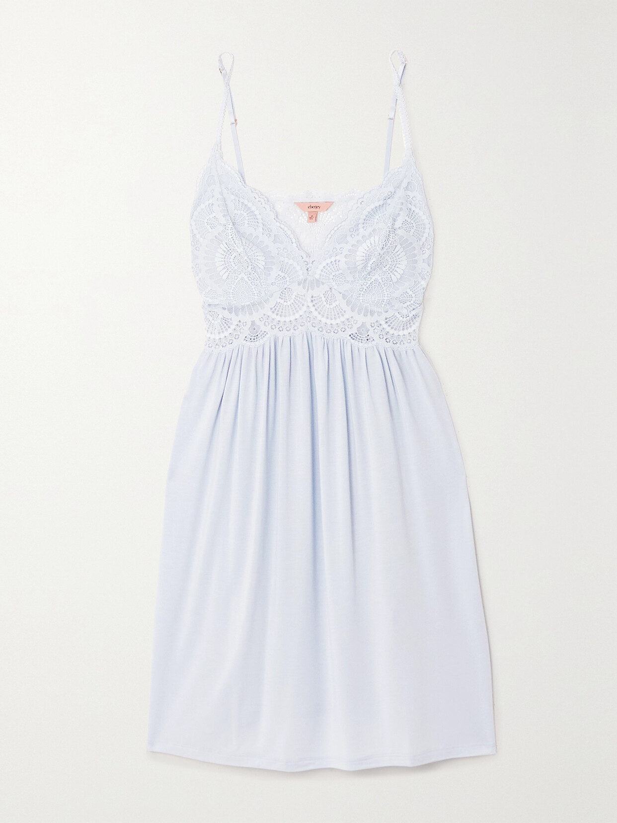 Eberjey Womens Marry Me Mademoiselle Stretch-jersey And Lace Chemise Ice Blue Xl In Blue