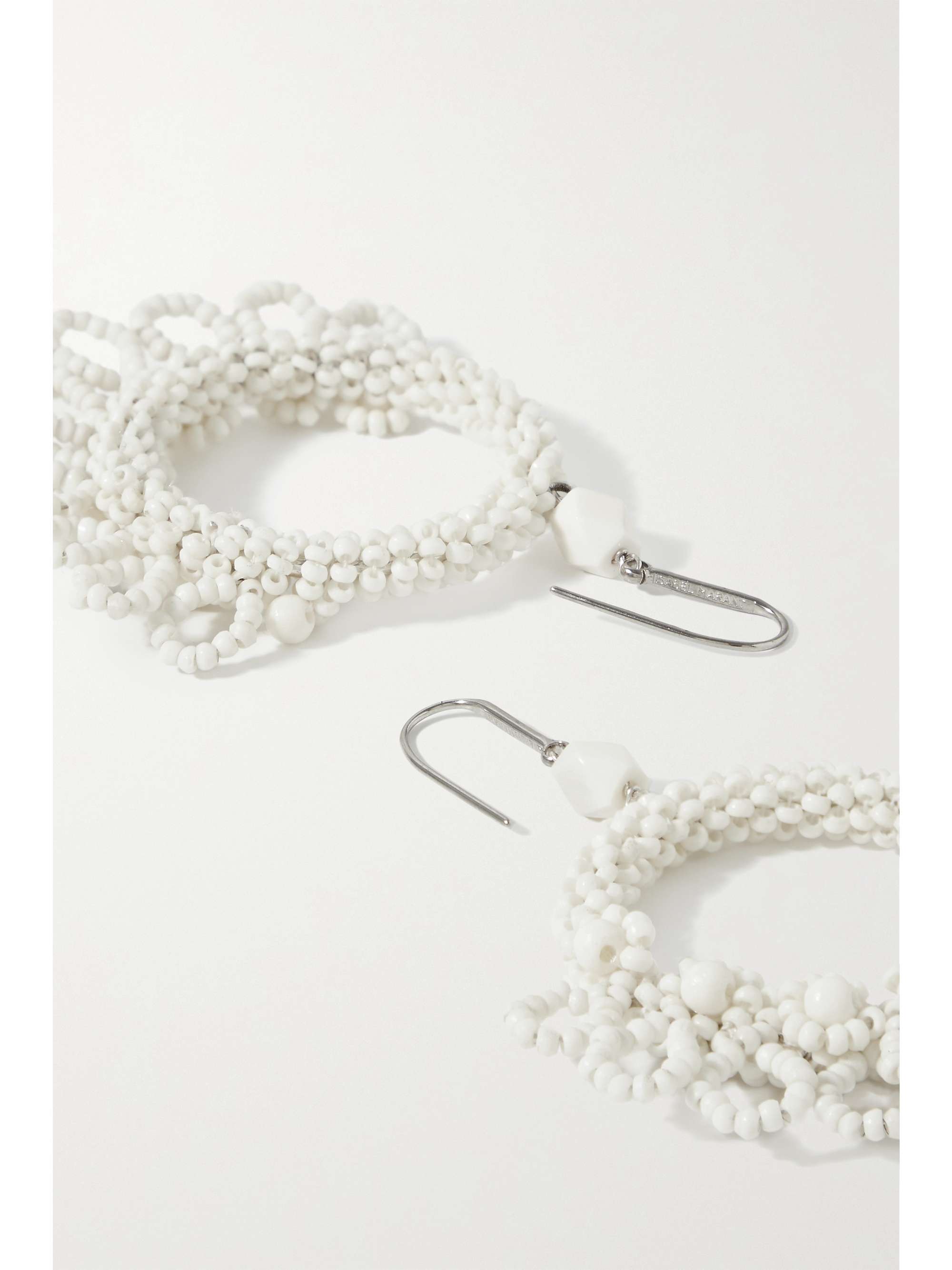 ISABEL MARANT Beaded silver-tone hoop earrings