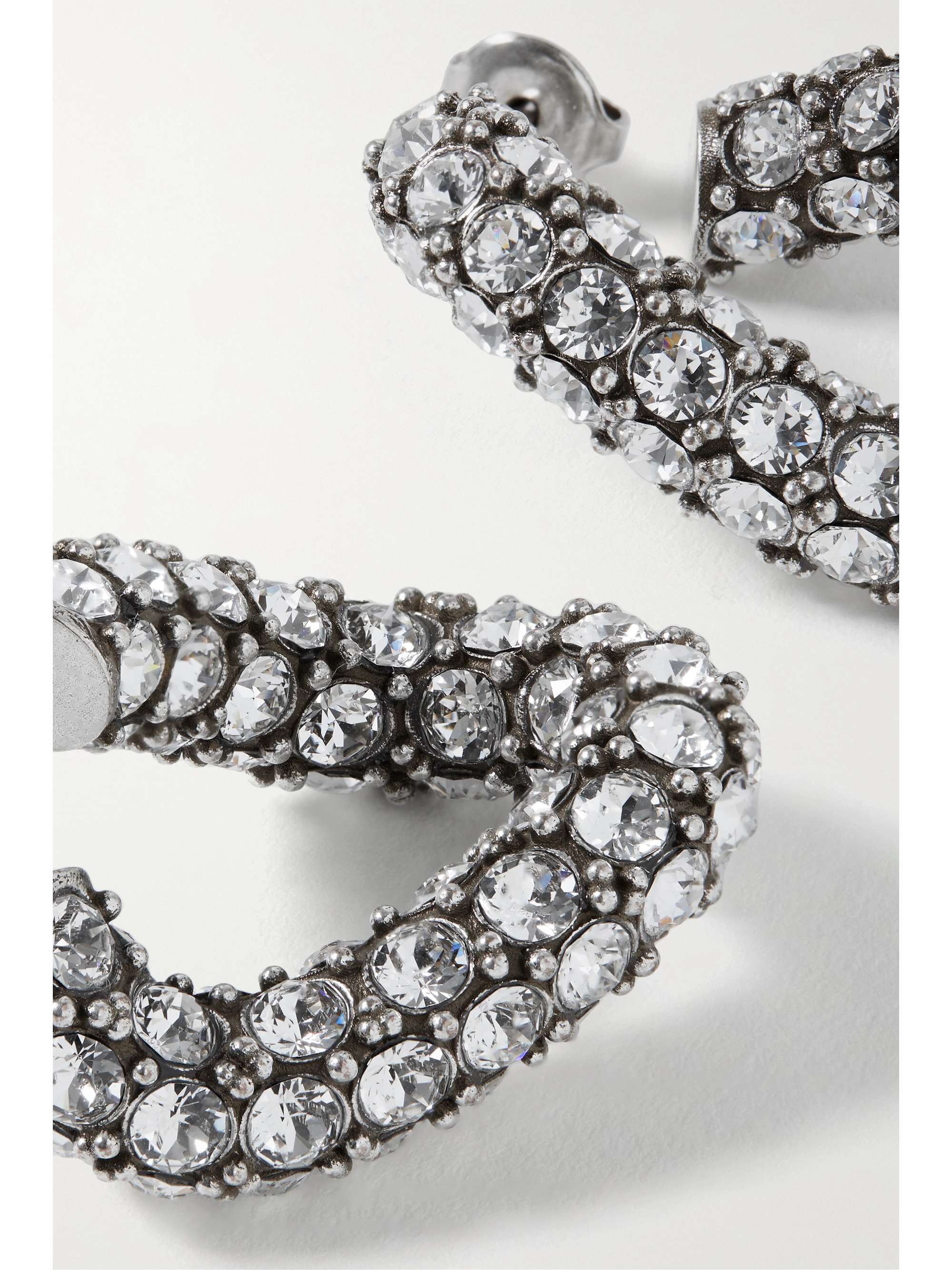 ISABEL MARANT Silver-tone crystal hoop earrings