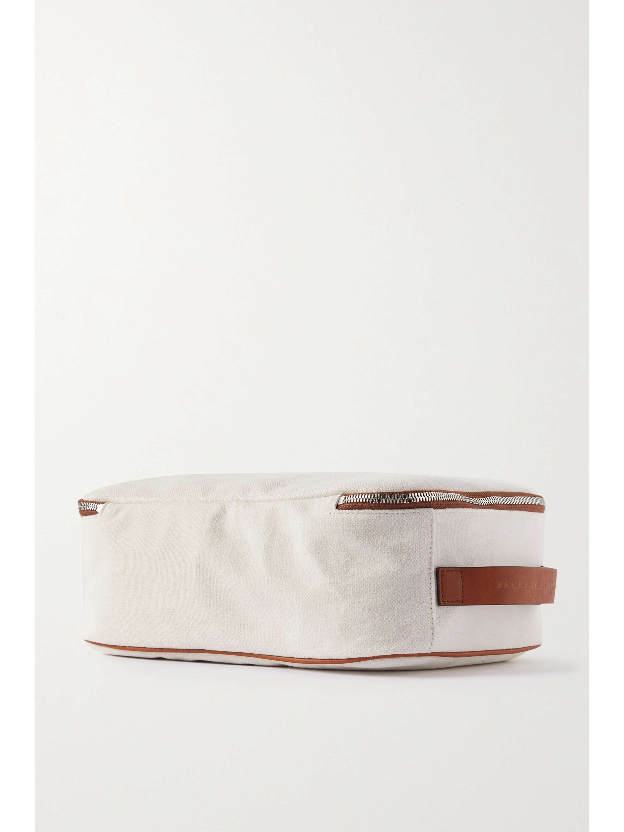 BRUNELLO CUCINELLI Leather-trimmed cotton and linen-blend canvas shoe cube