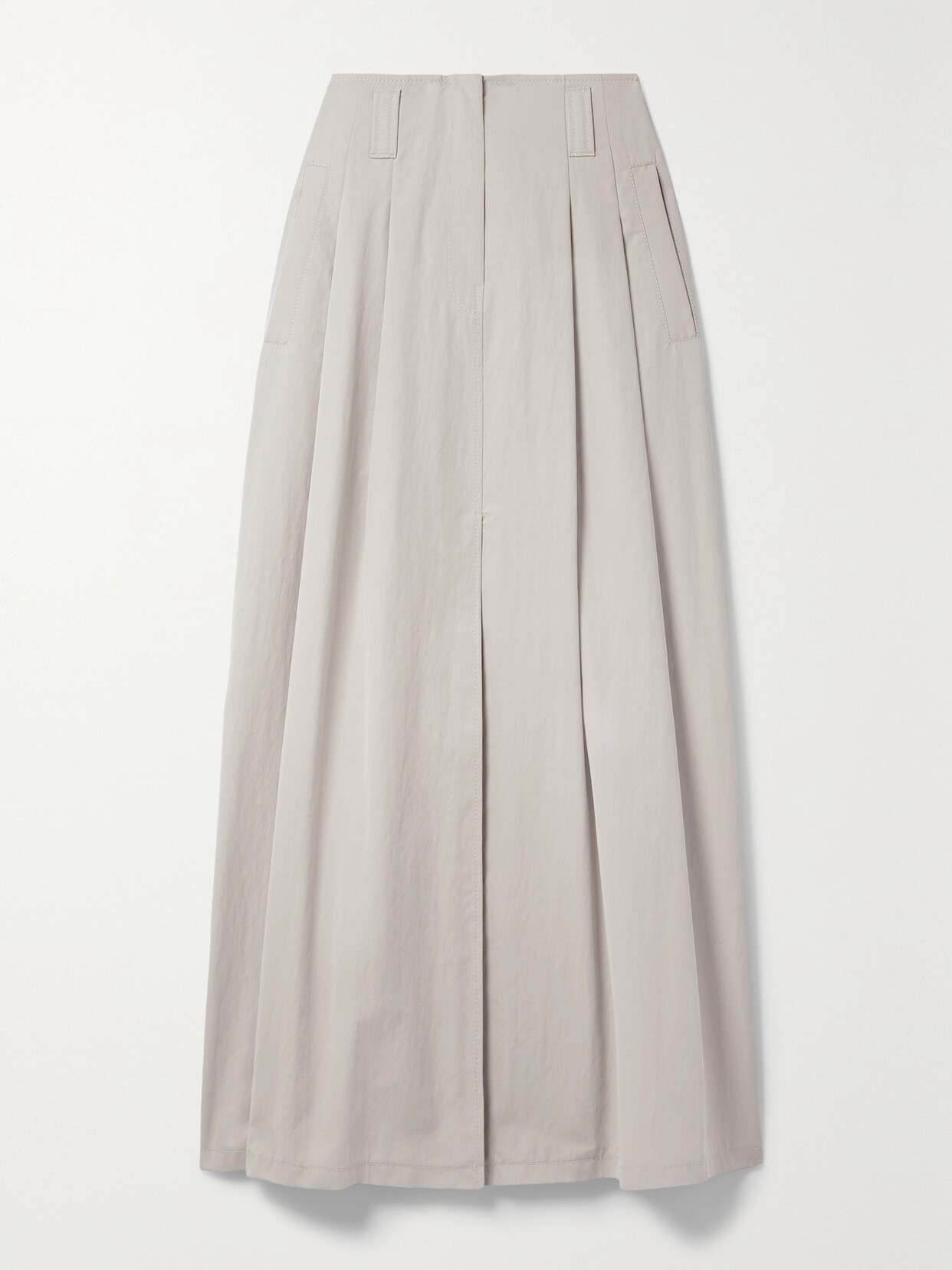 Brunello Cucinelli - Gonna Pleated Cotton-blend Twill Maxi Skirt - Neutrals