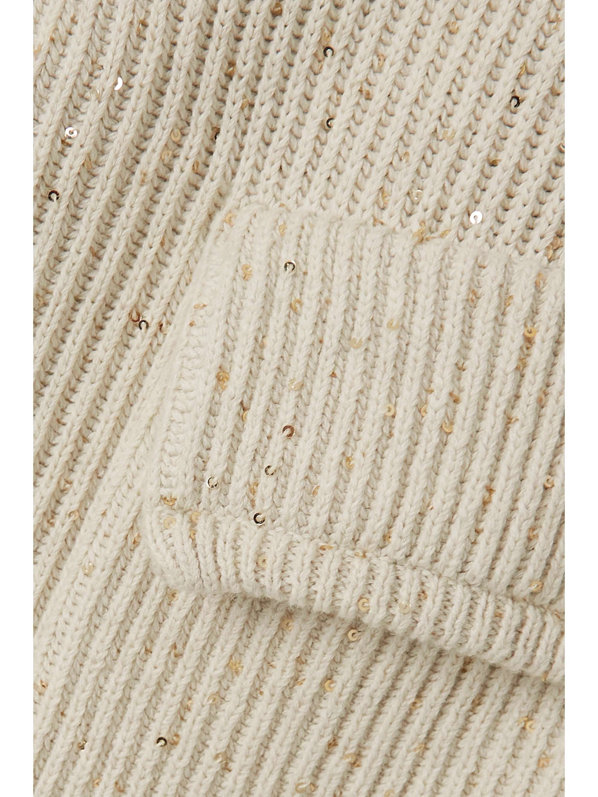 BRUNELLO CUCINELLI Sequined ribbed cotton-blend cardigan