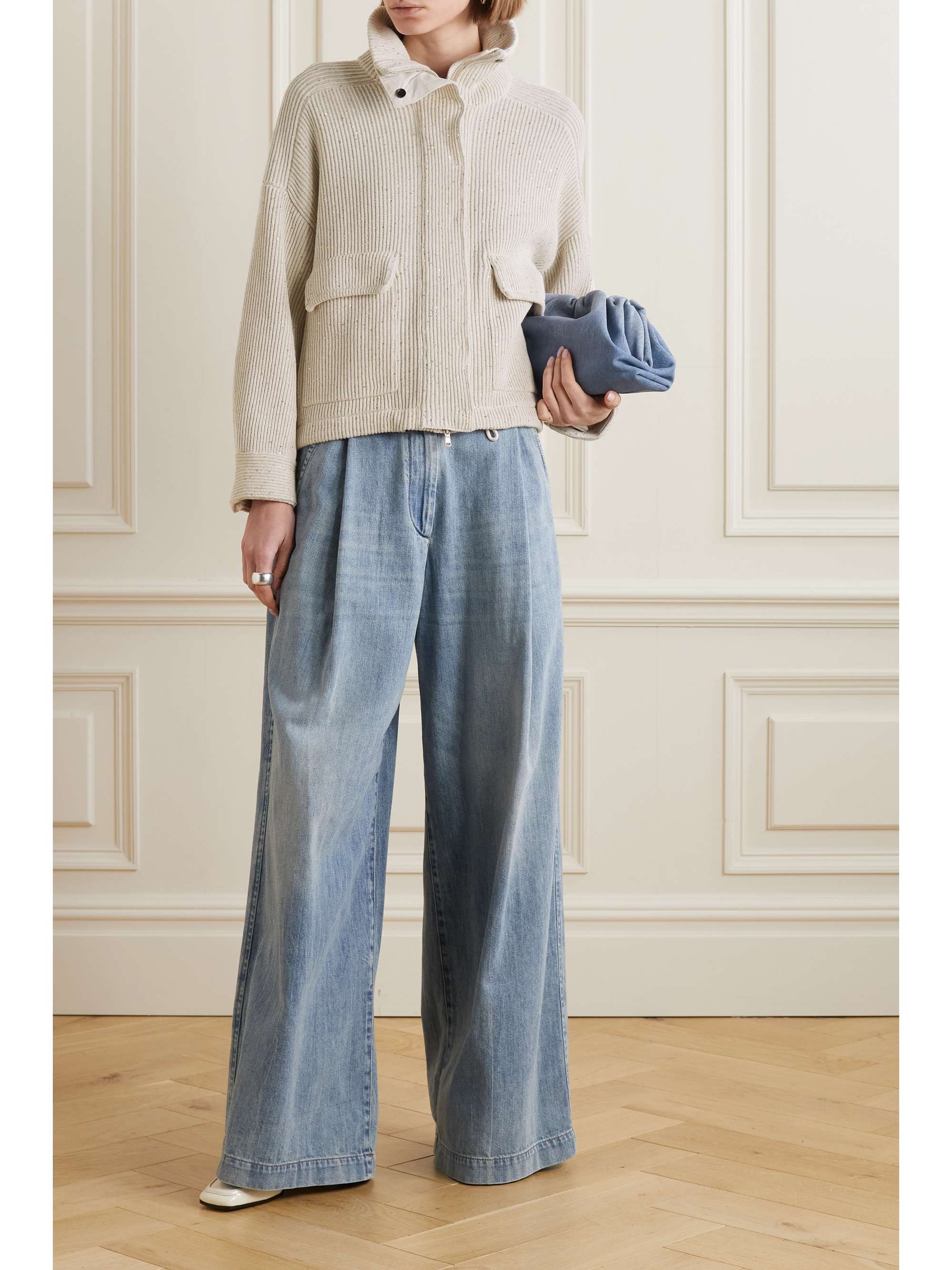 BRUNELLO CUCINELLI Sequined ribbed cotton-blend cardigan