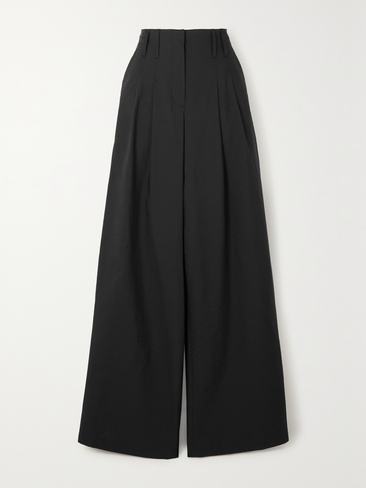 Brunello Cucinelli Crinkled Cotton-blend Wide-leg Pants In Black