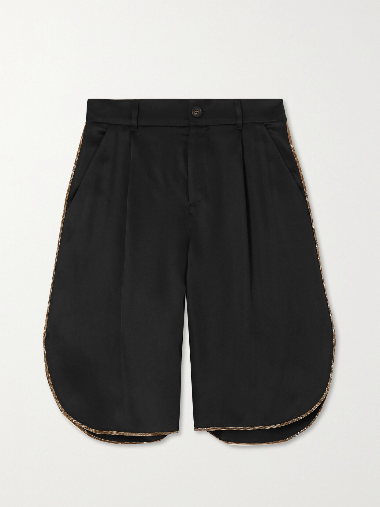 Brunello Cucinelli Embellished Satin Shorts In Black