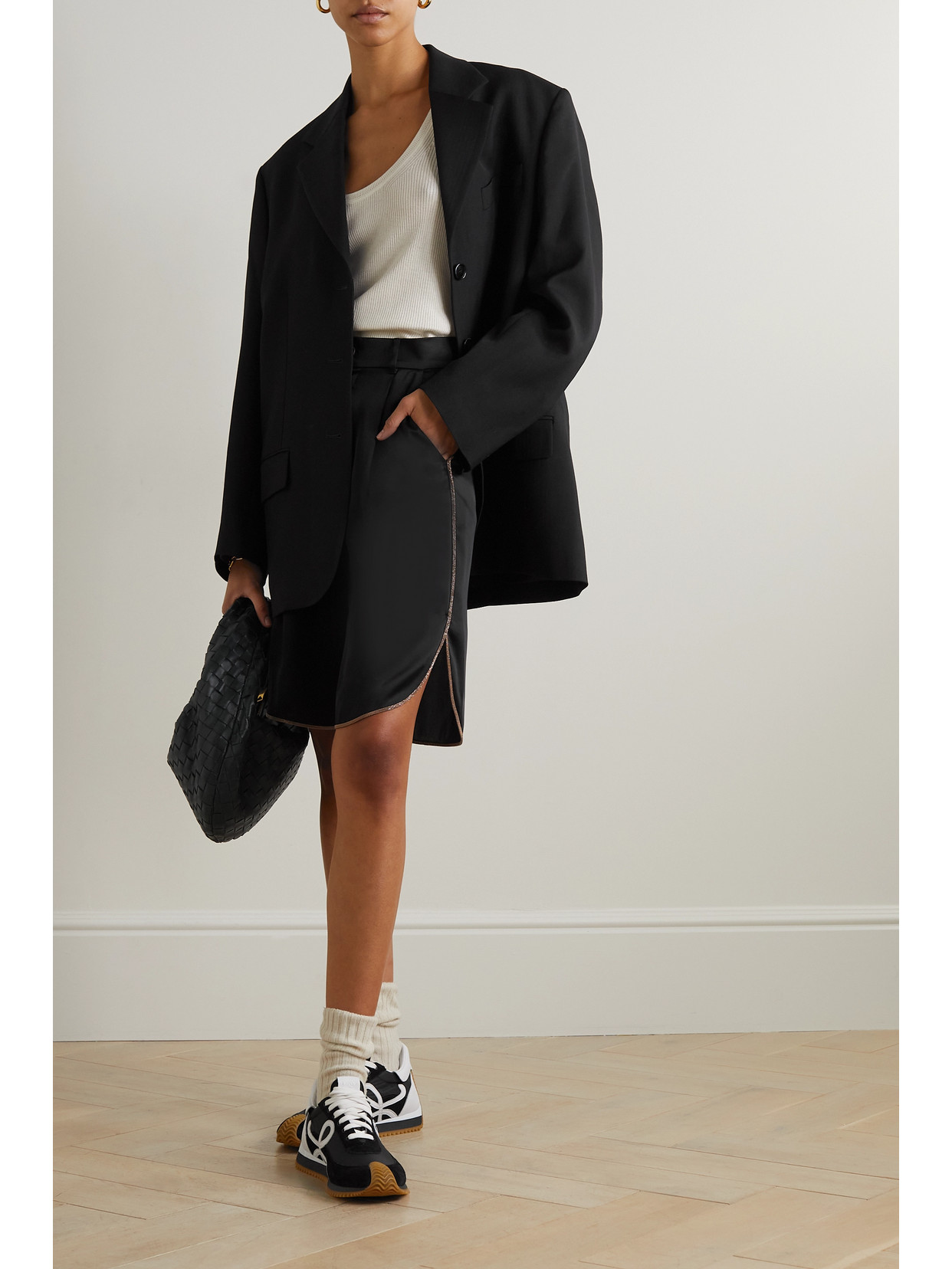 Brunello Cucinelli Embellished Satin Shorts In Black