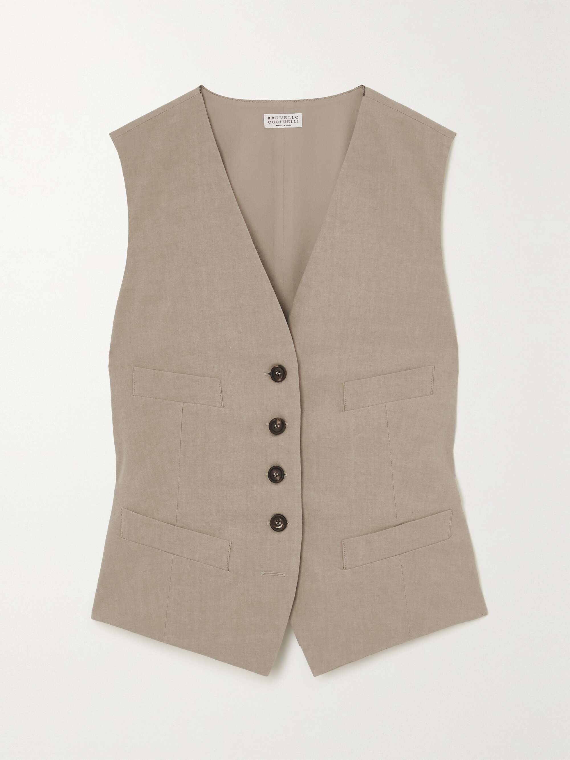 Button Front Linen Blend Vest & Pants Set - Women's Set