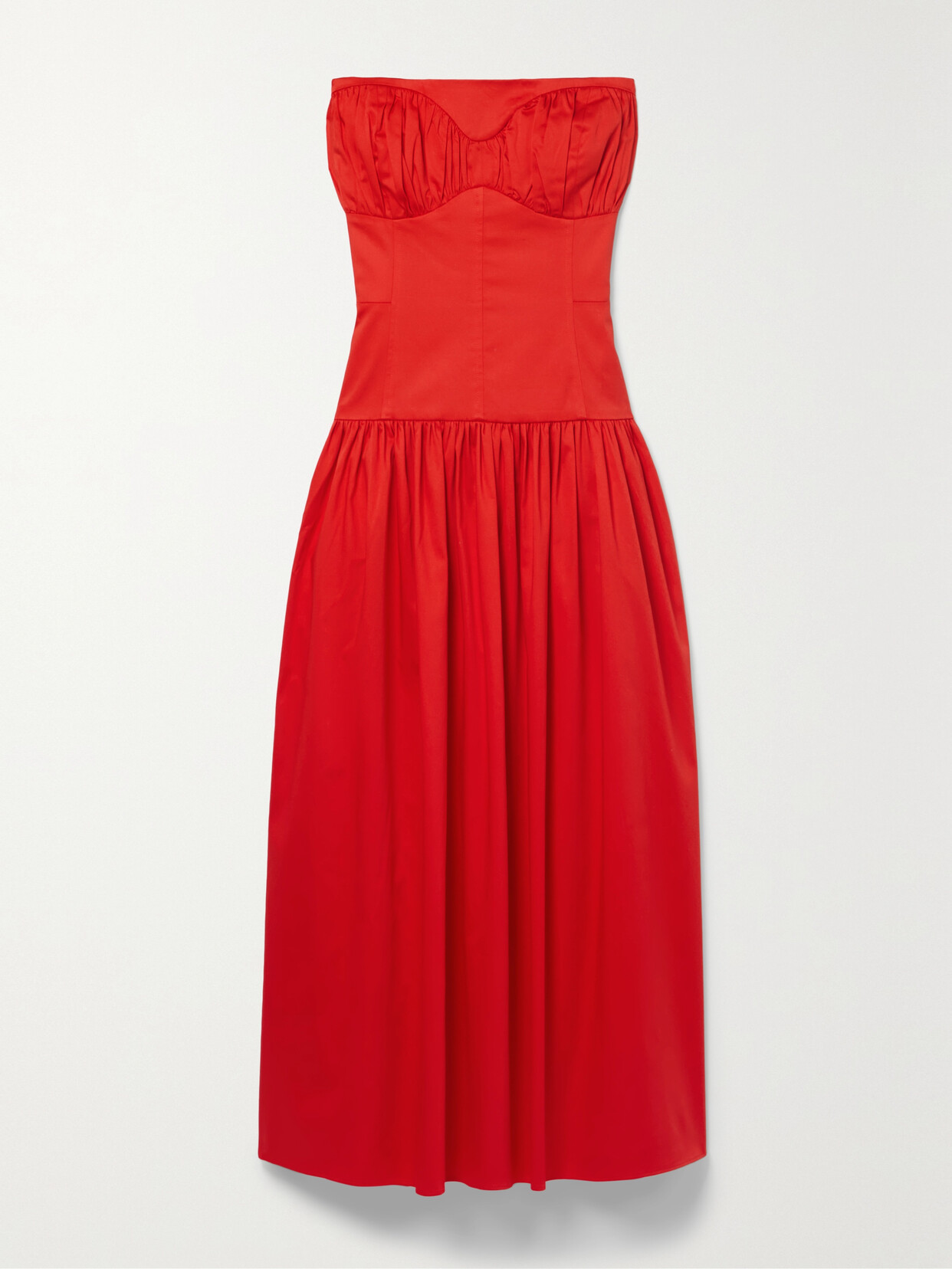 TOVE Lauryn Gathered Stretch-cotton Poplin Midi Dress - FR42
